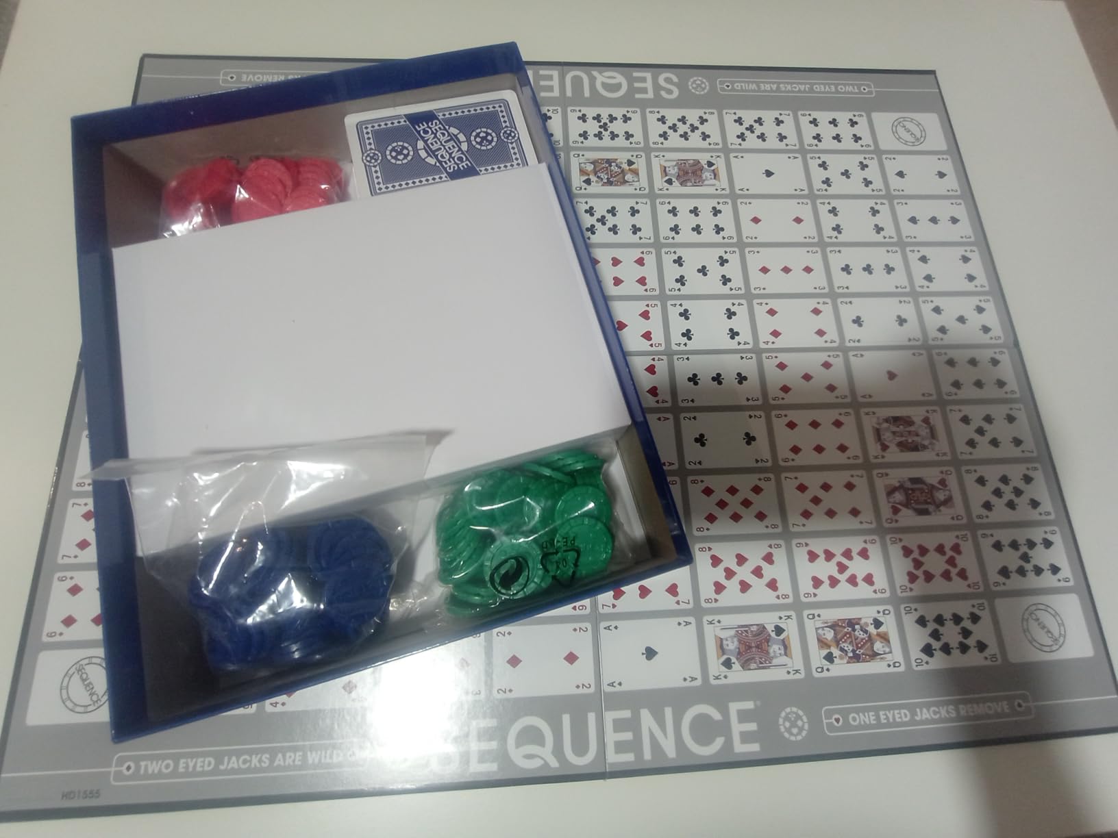 SEQUENCE- Original SEQUENCE Game with Folding Board, Cards and Chips by Jax (Packaging may Vary) White, 10.3