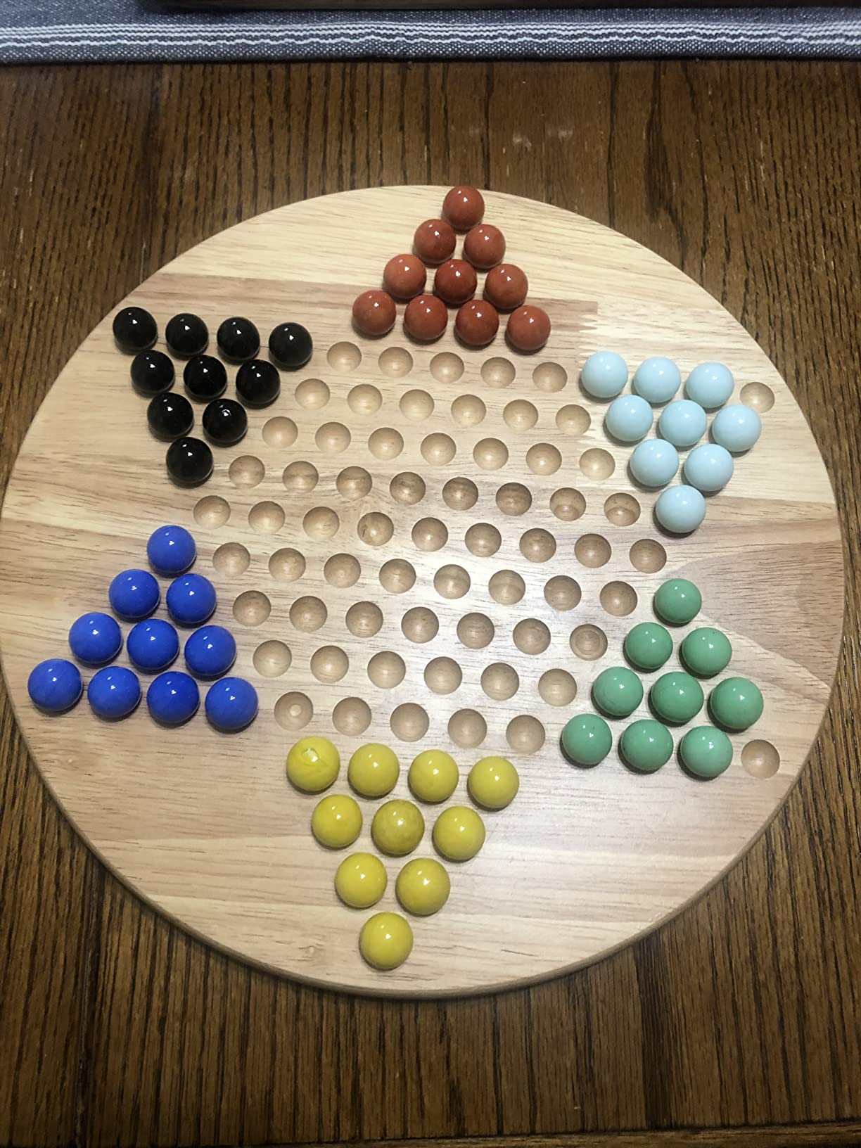 WE Games Solid Wood Chinese Checkers Set with Glass Marbles - 11.5 inches customer photo 1