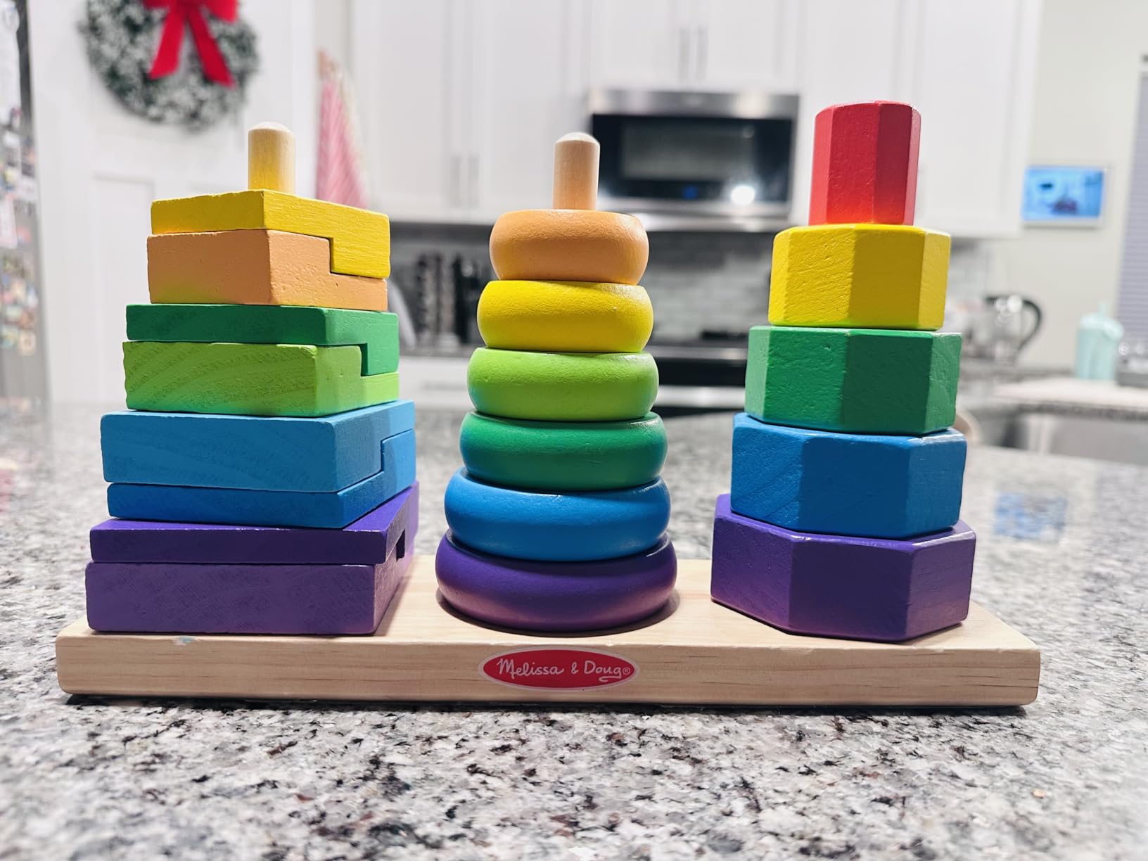 Melissa & Doug Geometric Stacker - Wooden Educational Toy, 25 count customer photo 1