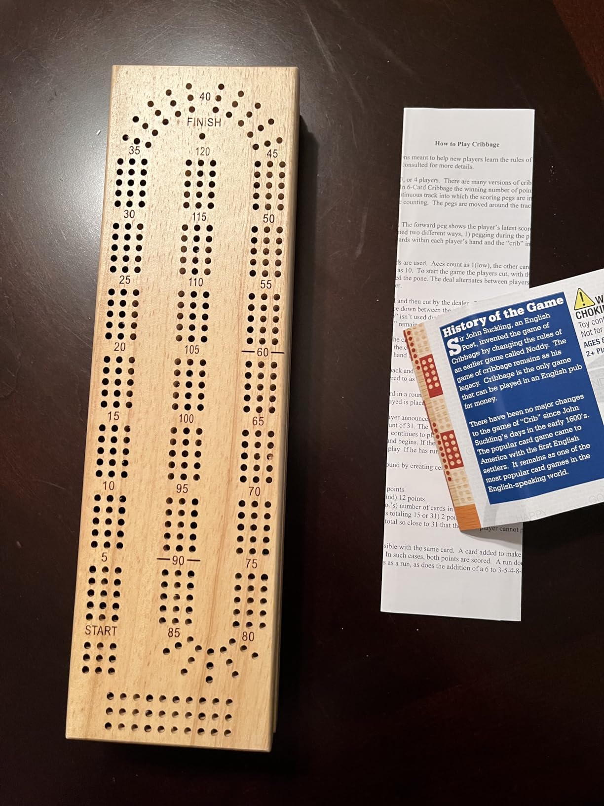 WE Games Wooden Cribbage Board Game Set, Continuous 3 Track for 2-3 Players, Travel Cribbage Board with Card Storage, Includes 9 Metal Pegs & Deck of Cards, Card Games, Classic Board Games for Adults customer photo 2