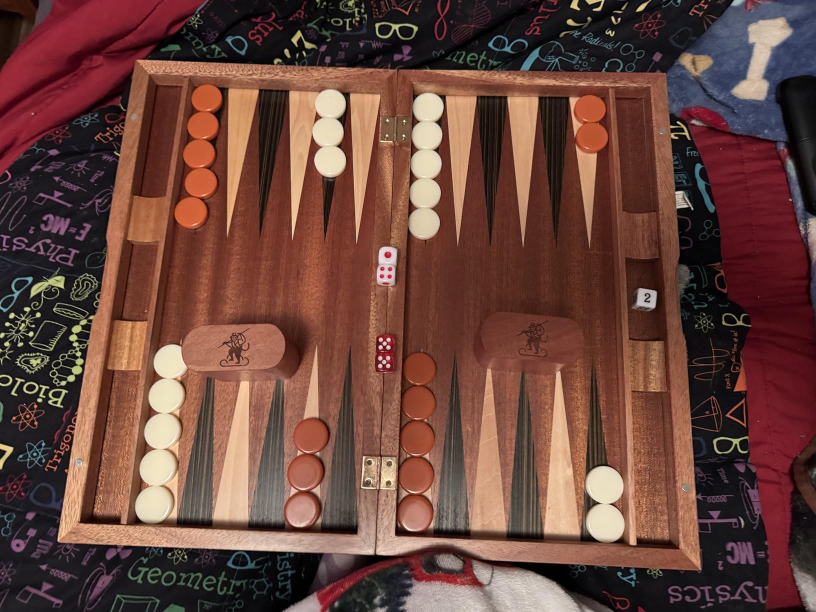 Yellow Mountain Imports Wooden Inlaid Backgammon Set, Dorne - with Wooden Playing Pieces and Accessories, 13-inch Board customer photo 2