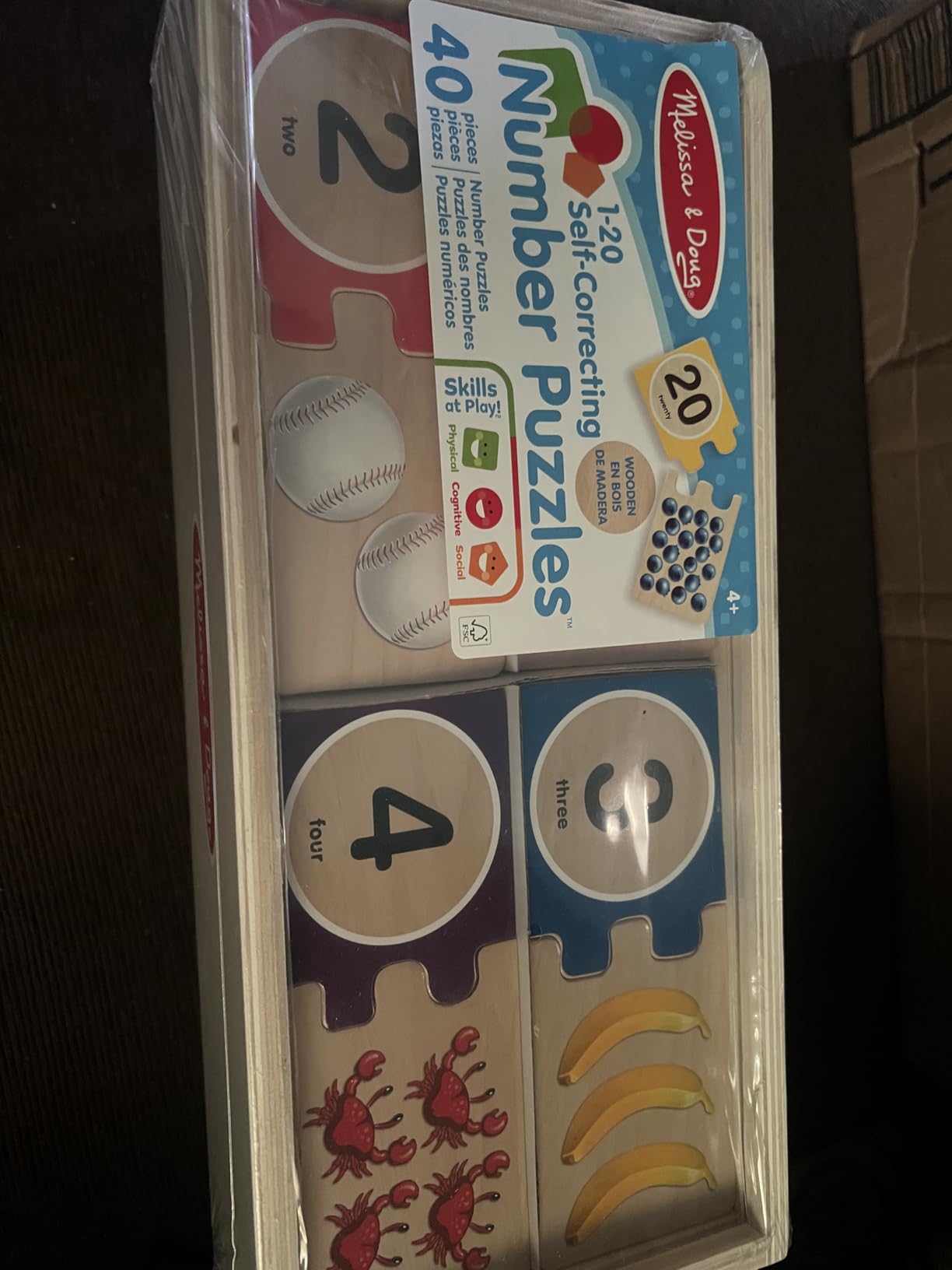Melissa & Doug Self-Correcting Wooden Number Puzzles with Storage Box (40 pcs) customer photo 1