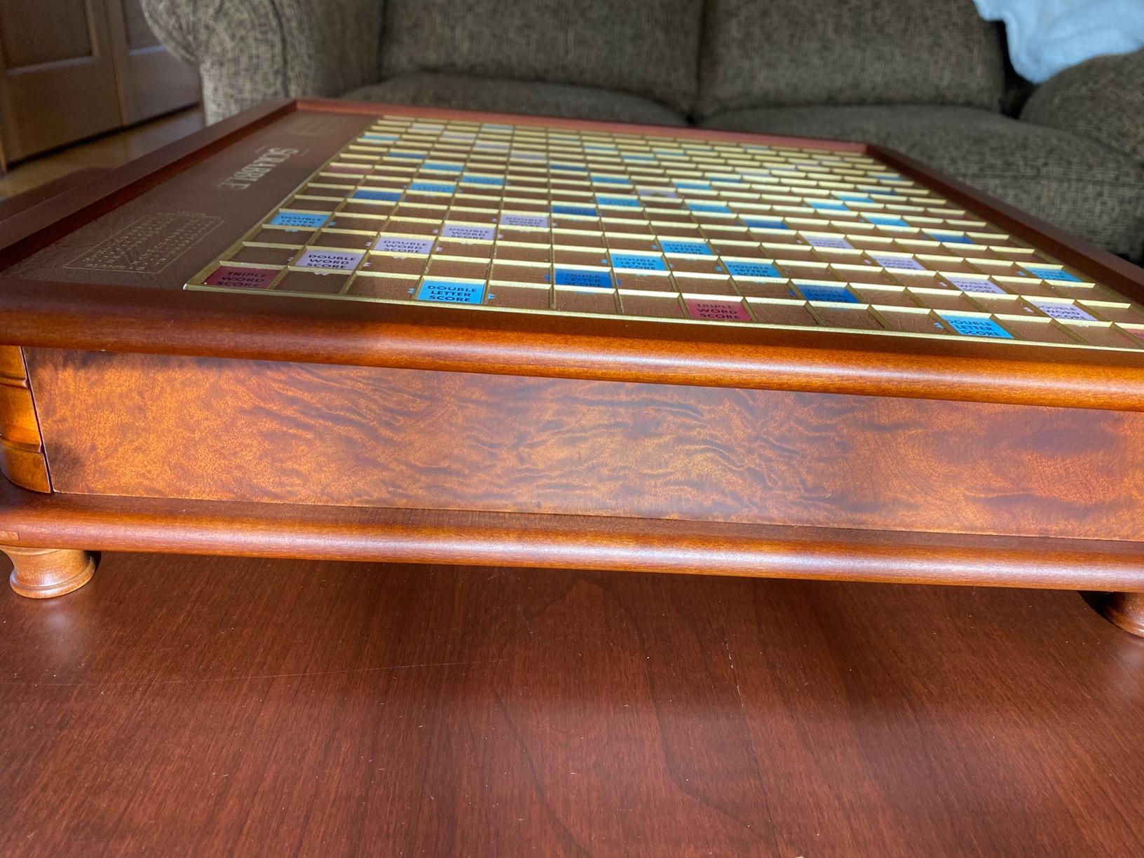 Scrabble Luxury Edition Board Game by WS Game Company with Rotating Wooden Game Board, Raised Tile Grid, and Integrated Storage - Board Games for 2-4 Players (Ages 8+) customer photo 1