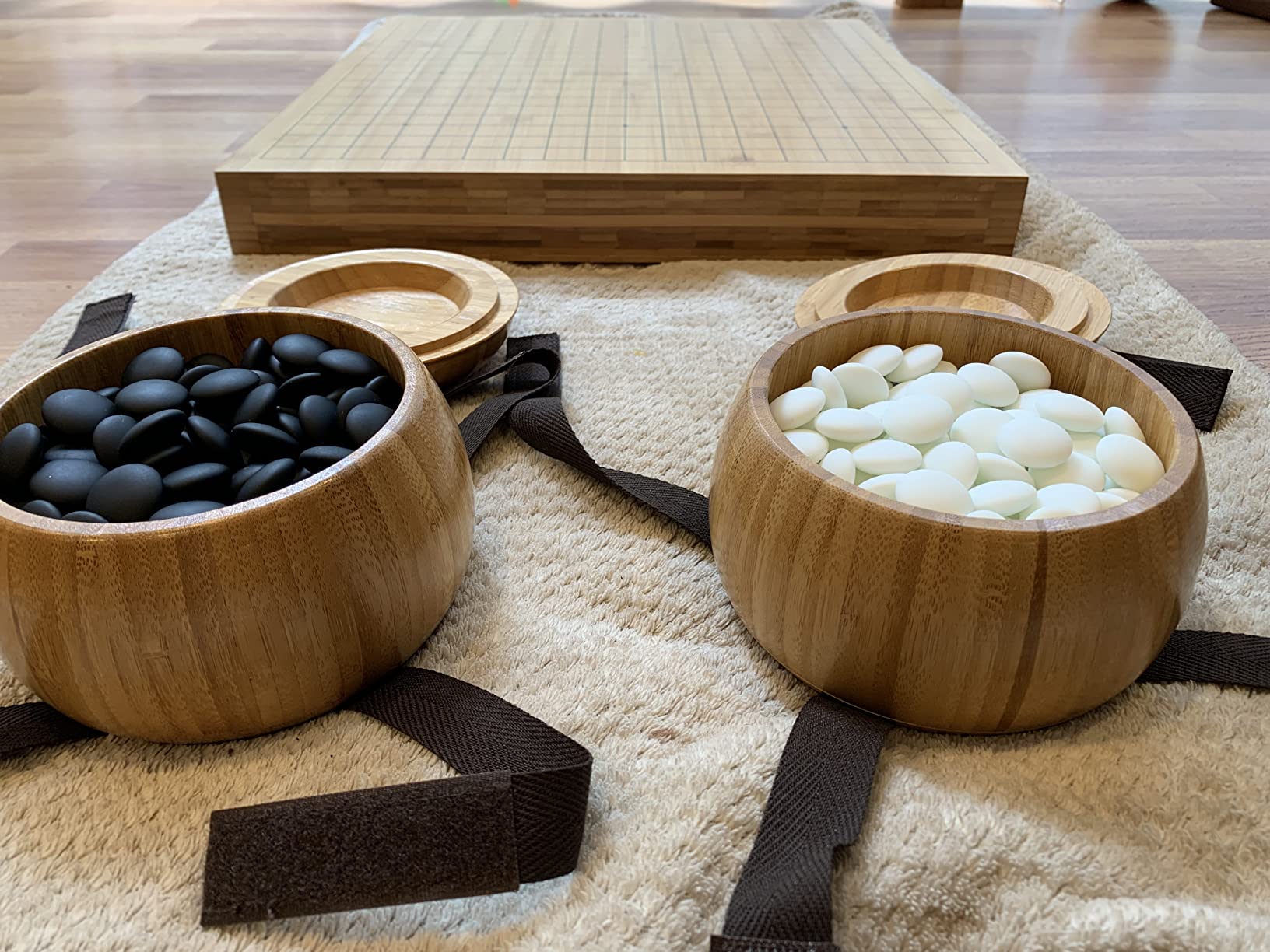 Yellow Mountain Imports Bamboo 2-Inch Reversible 19x19 / 13x13 Go Game Set Board with 9.2mm Double Convex Yunzi Stones and Bamboo Bowls - Classic Strategy Board Game (Baduk/Weiqi) customer photo 1