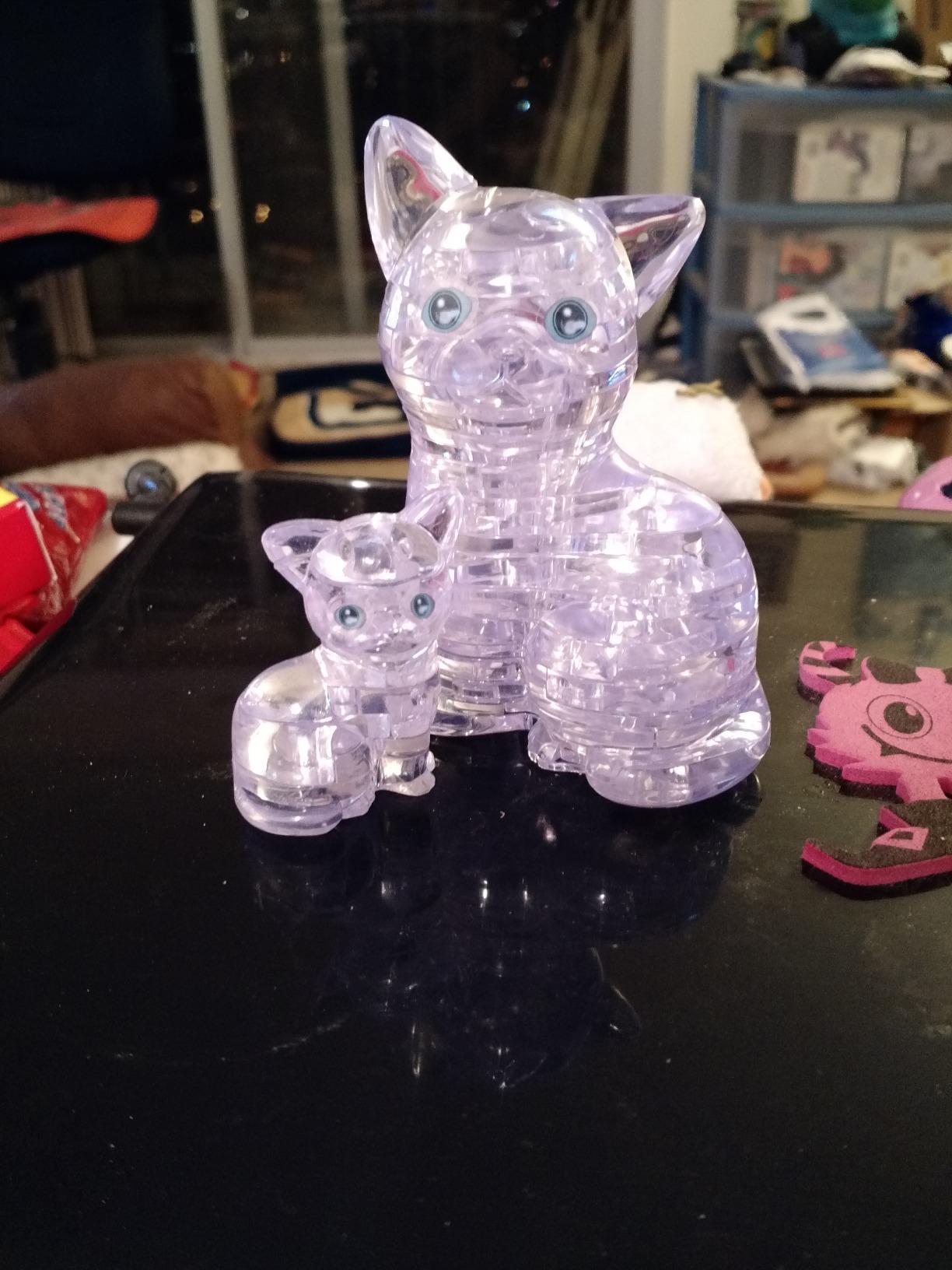 Bepuzzled Original 3D Crystal Puzzle - Cat & Kitten, Clear - Fun yet challenging brain teaser, For Ages 12+ customer photo 2