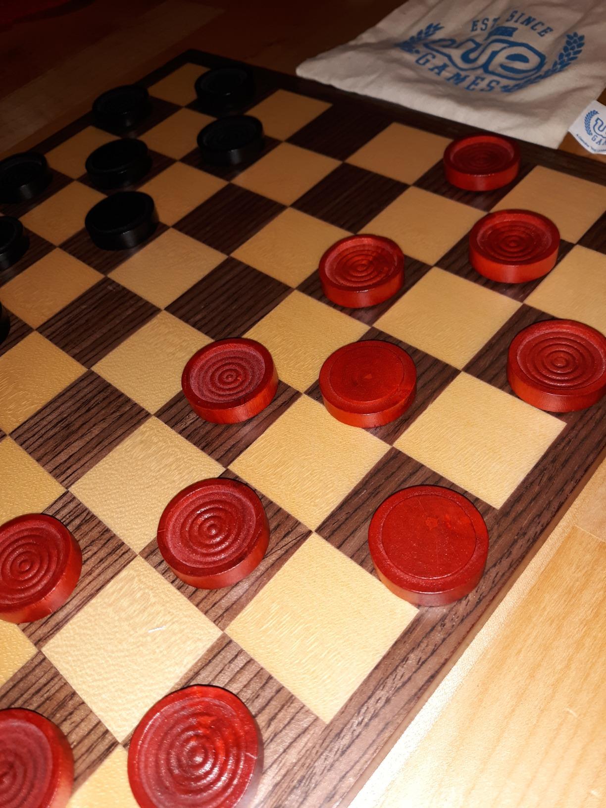 WE Games Old School Wooden Checkers Set Red and Black Pieces - 12 Inch Classic Board Game for Strategy Play, Gatherings, and Game Nights customer photo 1