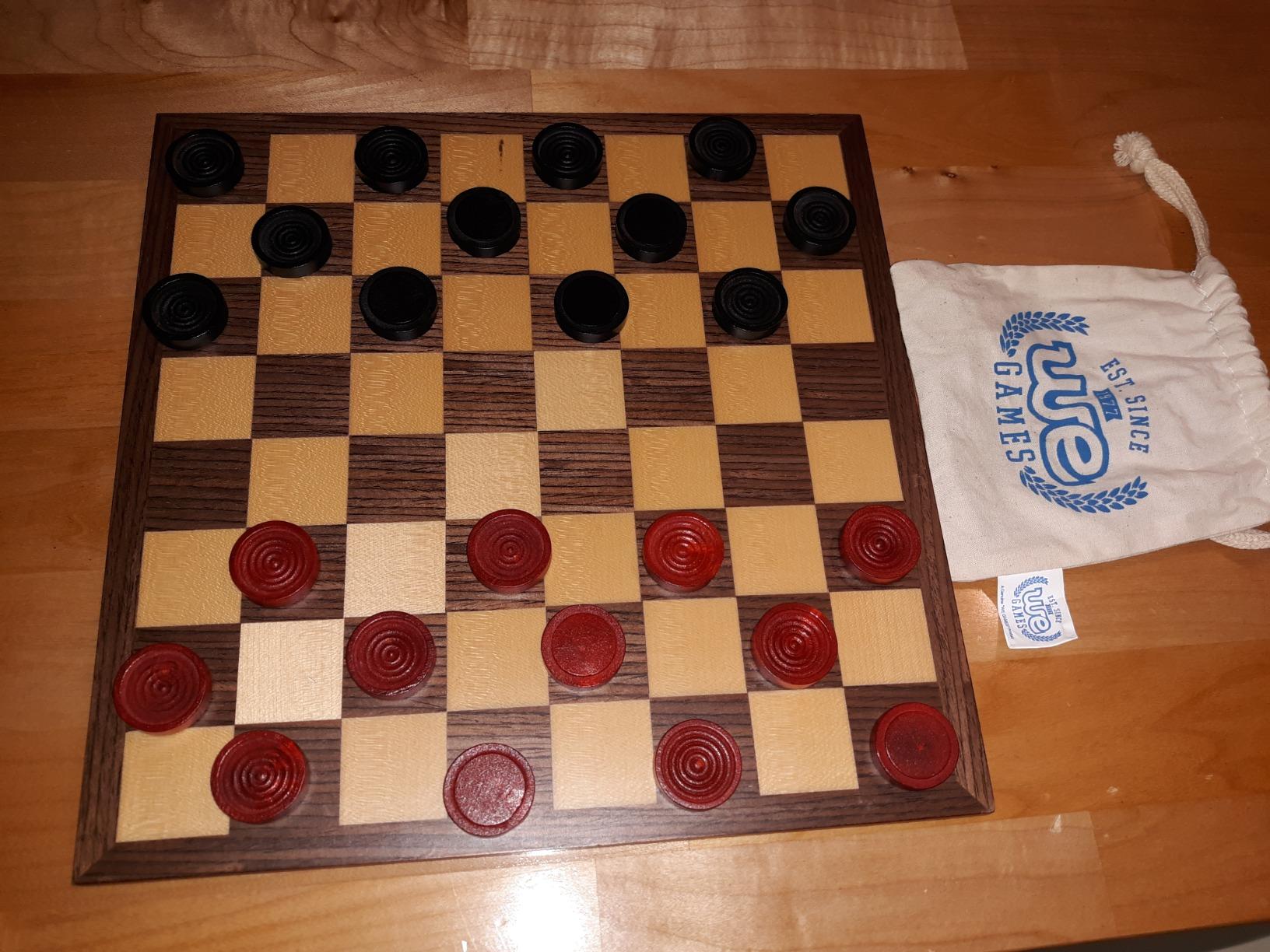 WE Games Old School Wooden Checkers Set Red and Black Pieces - 12 Inch Classic Board Game for Strategy Play, Gatherings, and Game Nights customer photo 2