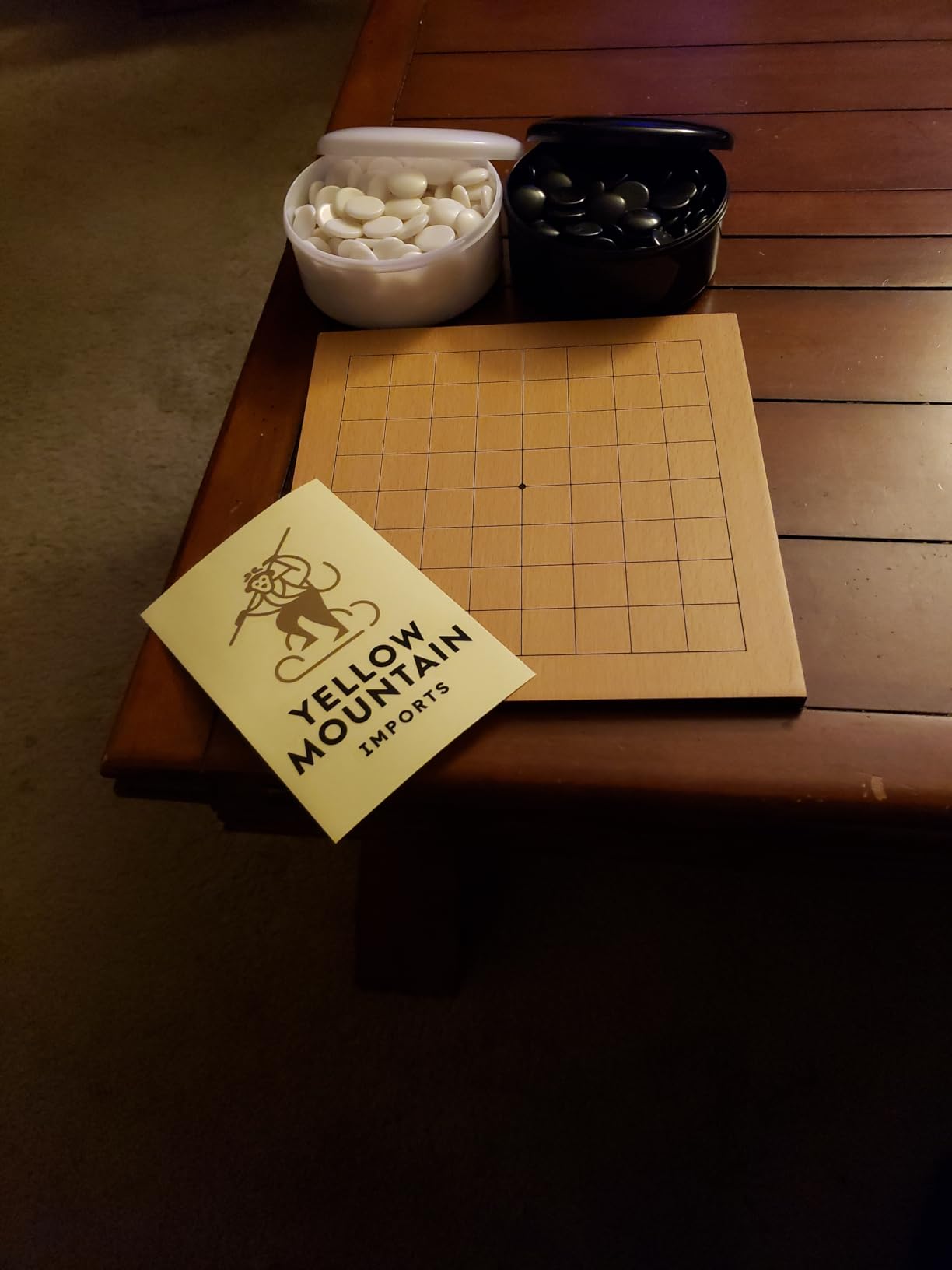 Yellow Mountain Imports Beechwood Veneer 0.4-Inch Etched Beginner's 9x9 Go Game Set Board with Single Convex Melamine Stones - Classic Strategy Board Game (Baduk/Weiqi) customer photo 1