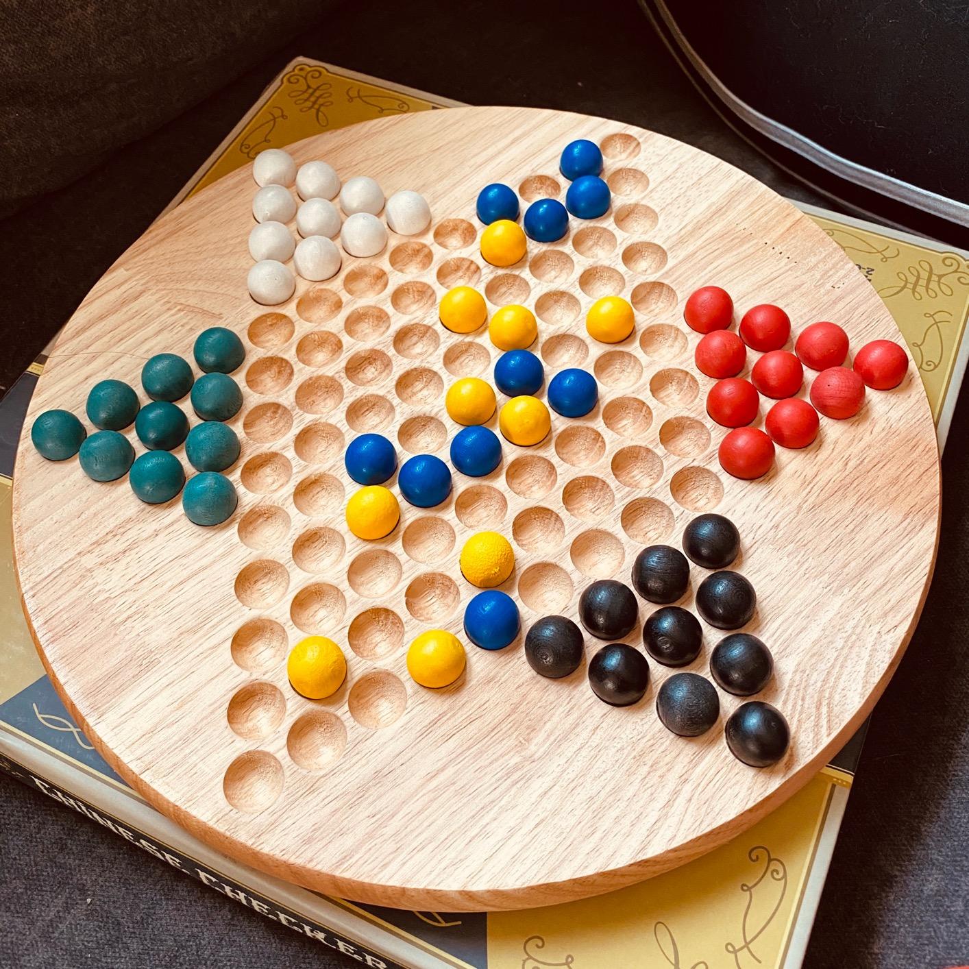 All Natural Wood Chinese Checkers with Wooden Marbles by Brybelly (1-Pack) customer photo 1