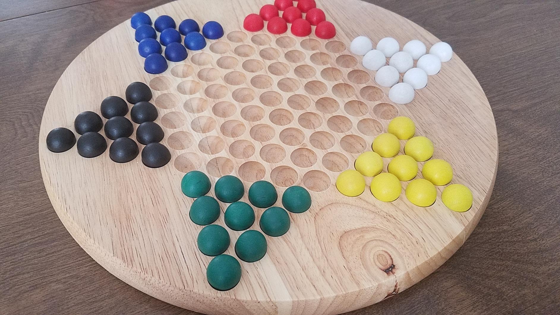 All Natural Wood Chinese Checkers with Wooden Marbles by Brybelly (1-Pack) customer photo 2