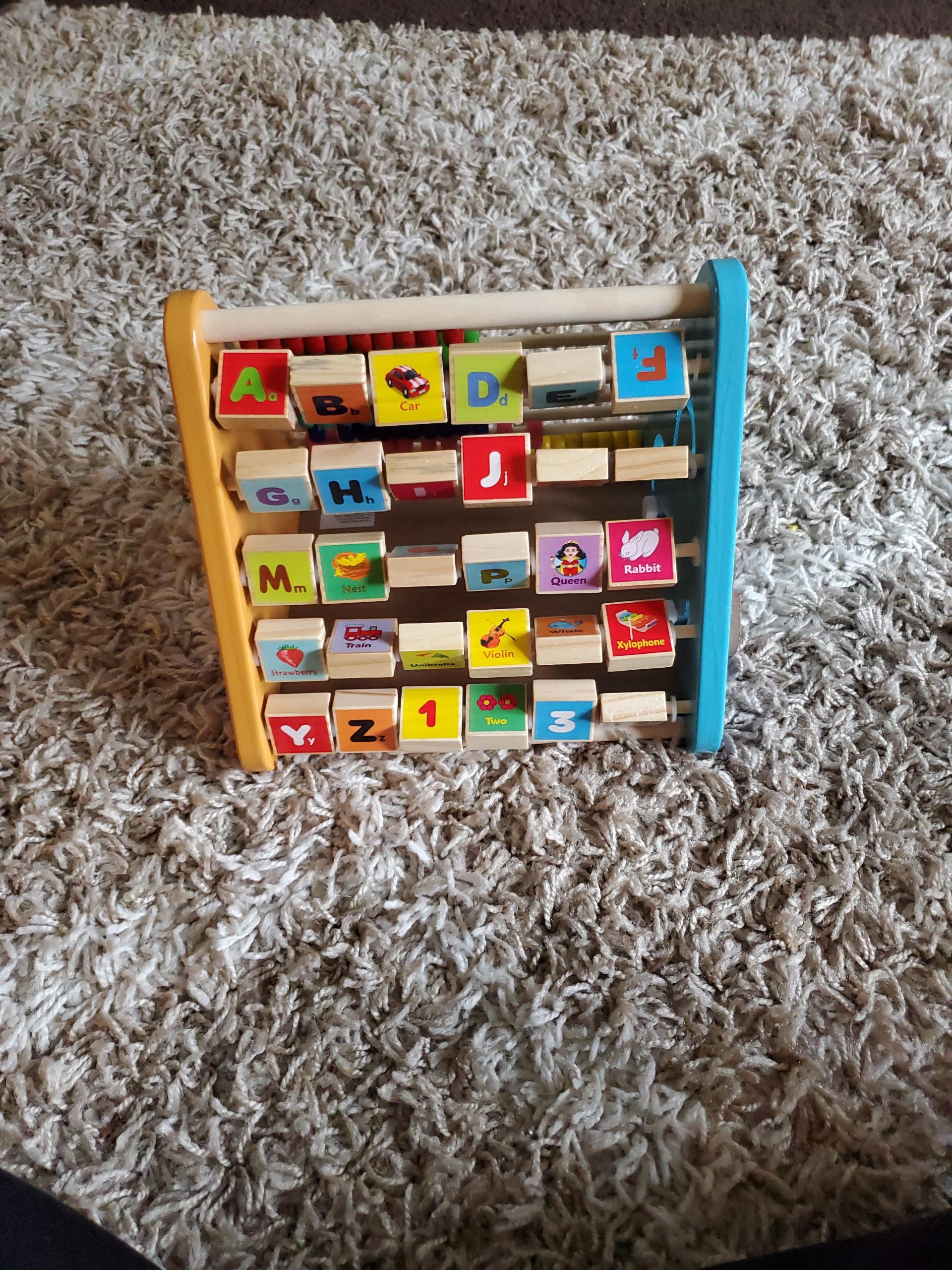 TOWO Wooden Activity Centre Triangle Toys - flip Flop Alphabet Blocks Abacus Clock - Activity Cube for Toddlers 5 in 1- for Babies Montessori Learning-Wooden Toys for 1 Year Old customer photo 2