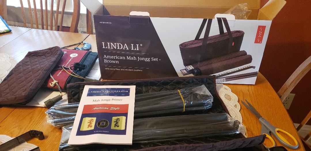 Linda Li New American Mahjong Set - 166 Premium Ivory Tiles, All-in-One Rack/Pushers, Brown Soft Bag - Classic Mah Jongg Game Set customer photo 1