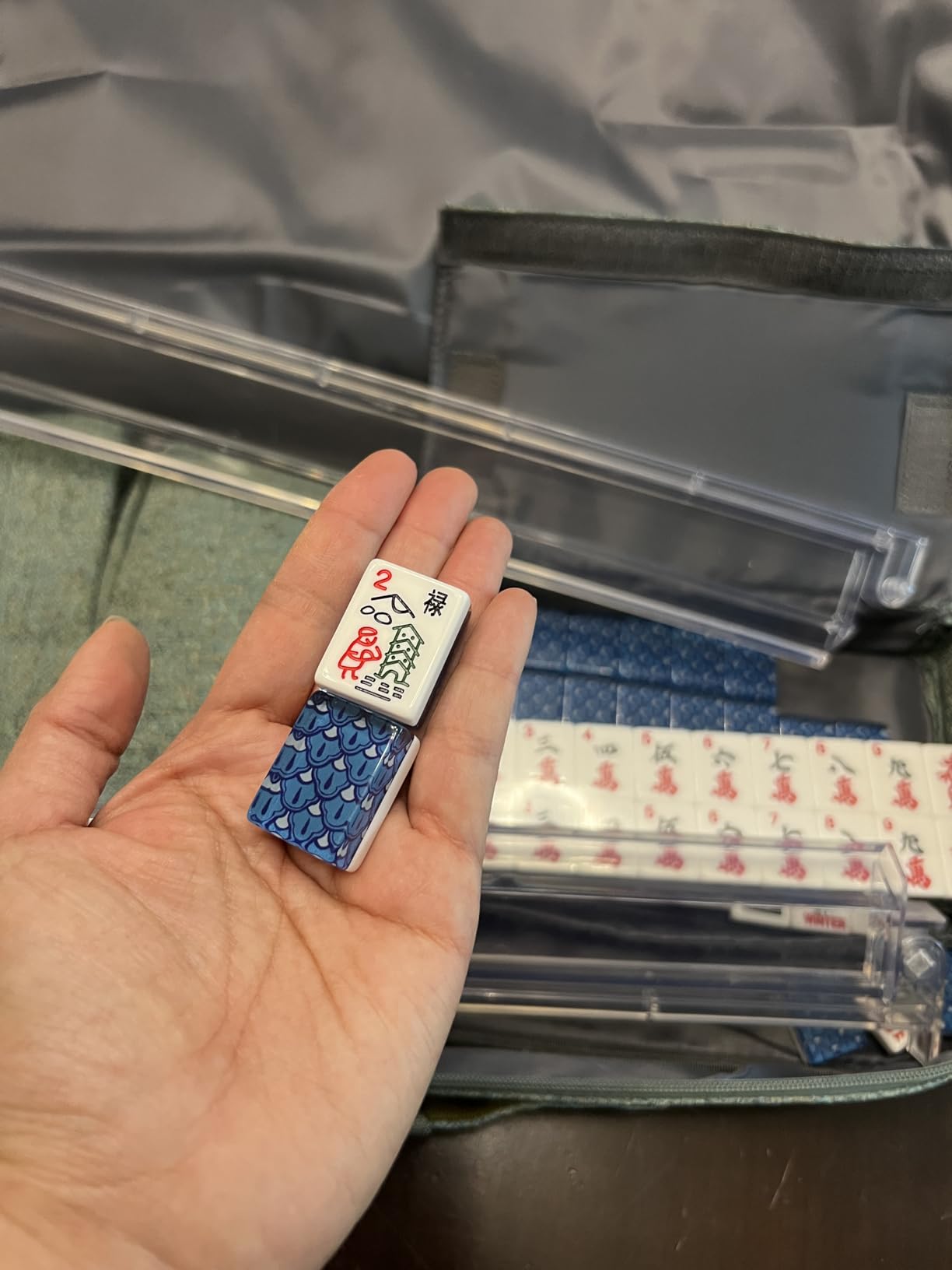 Yellow Mountain Imports American Mahjong Set, Chinoise with Soft Leatherette Case - Racks with Pushers, Scoring Coins, Dice, and Wind Indicator customer photo 2