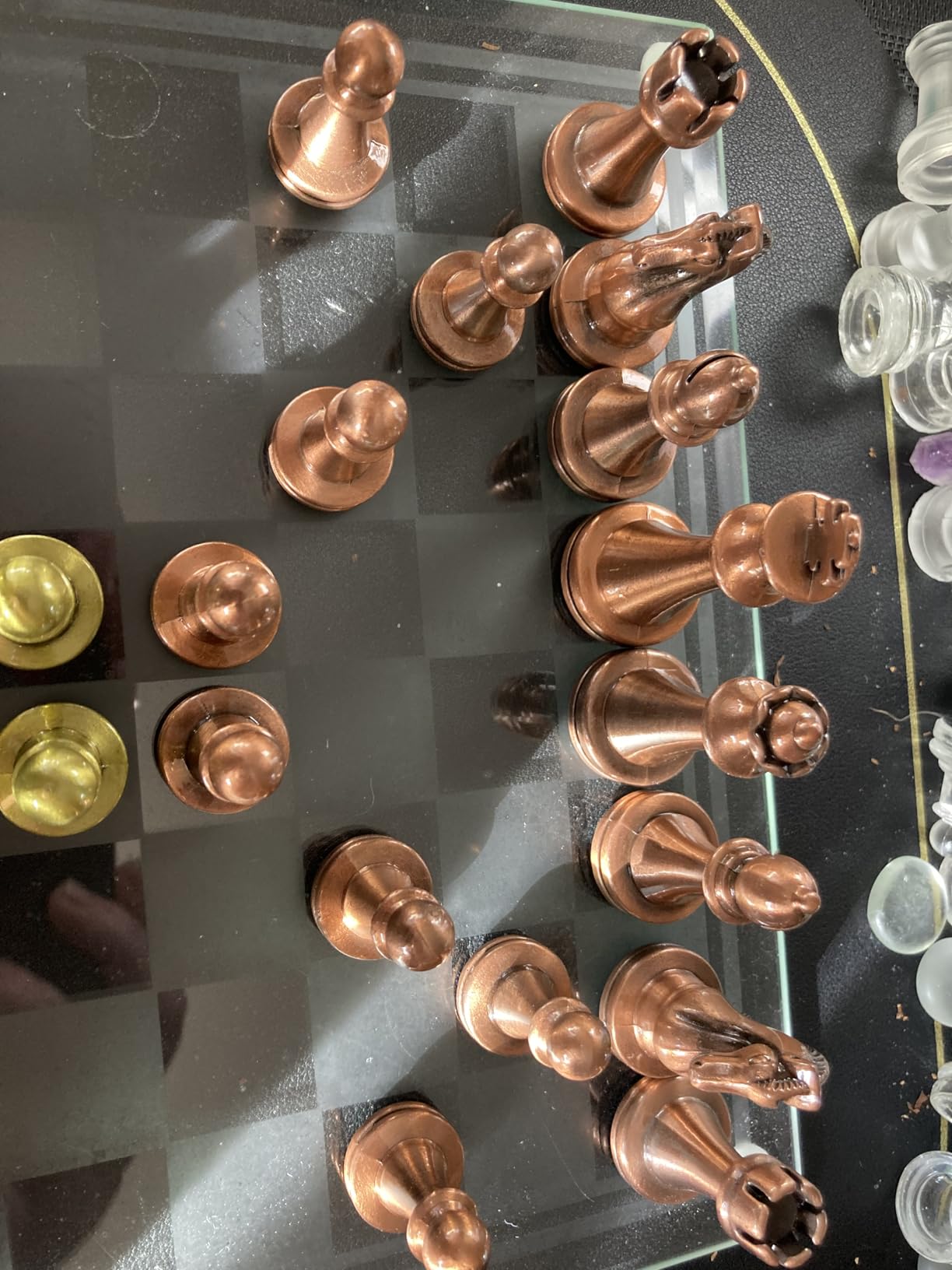 Agirlgle Retro Metal Chess Set with Folding Wooden Chess Board customer photo 2