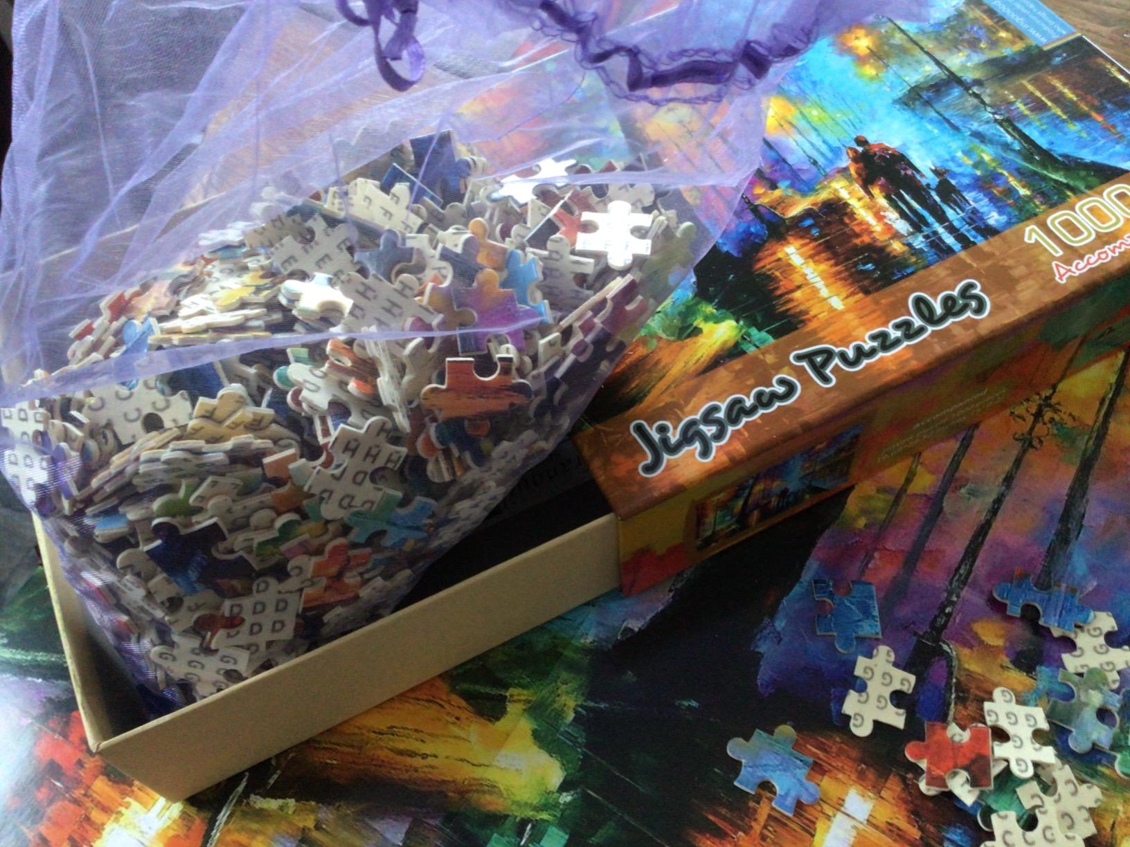 Ingooood Wooden Jigsaw Puzzles for Adults 1000 Pieces - Rainy Night Walk by Leonid Afremov Premium High End Jigsaw Puzzle, Finished 27.56