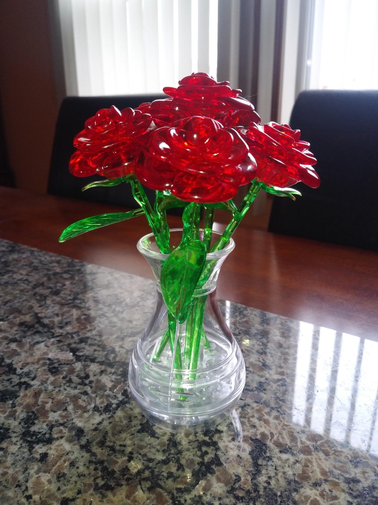 BePuzzled | Roses in Vase Original 3D Crystal Puzzle, Ages 12 and Up, Red customer photo 1