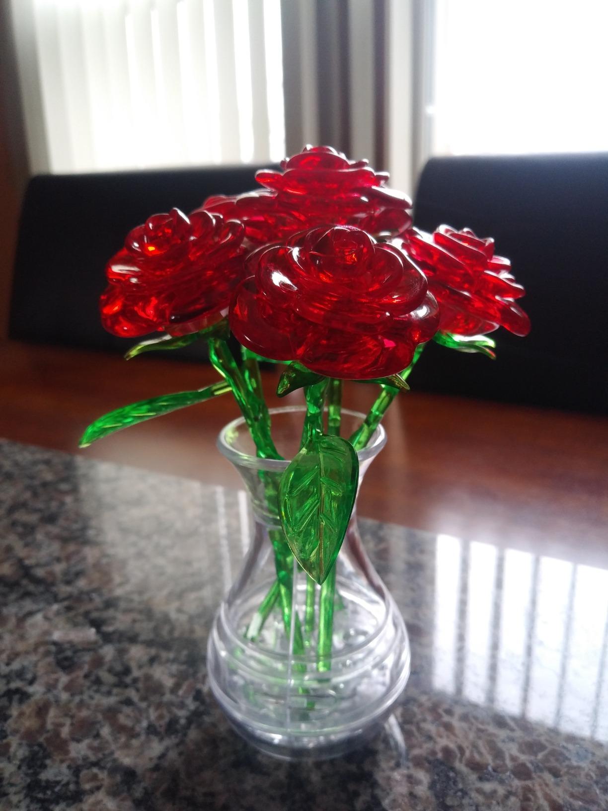BePuzzled | Roses in Vase Original 3D Crystal Puzzle, Ages 12 and Up, Red customer photo 2