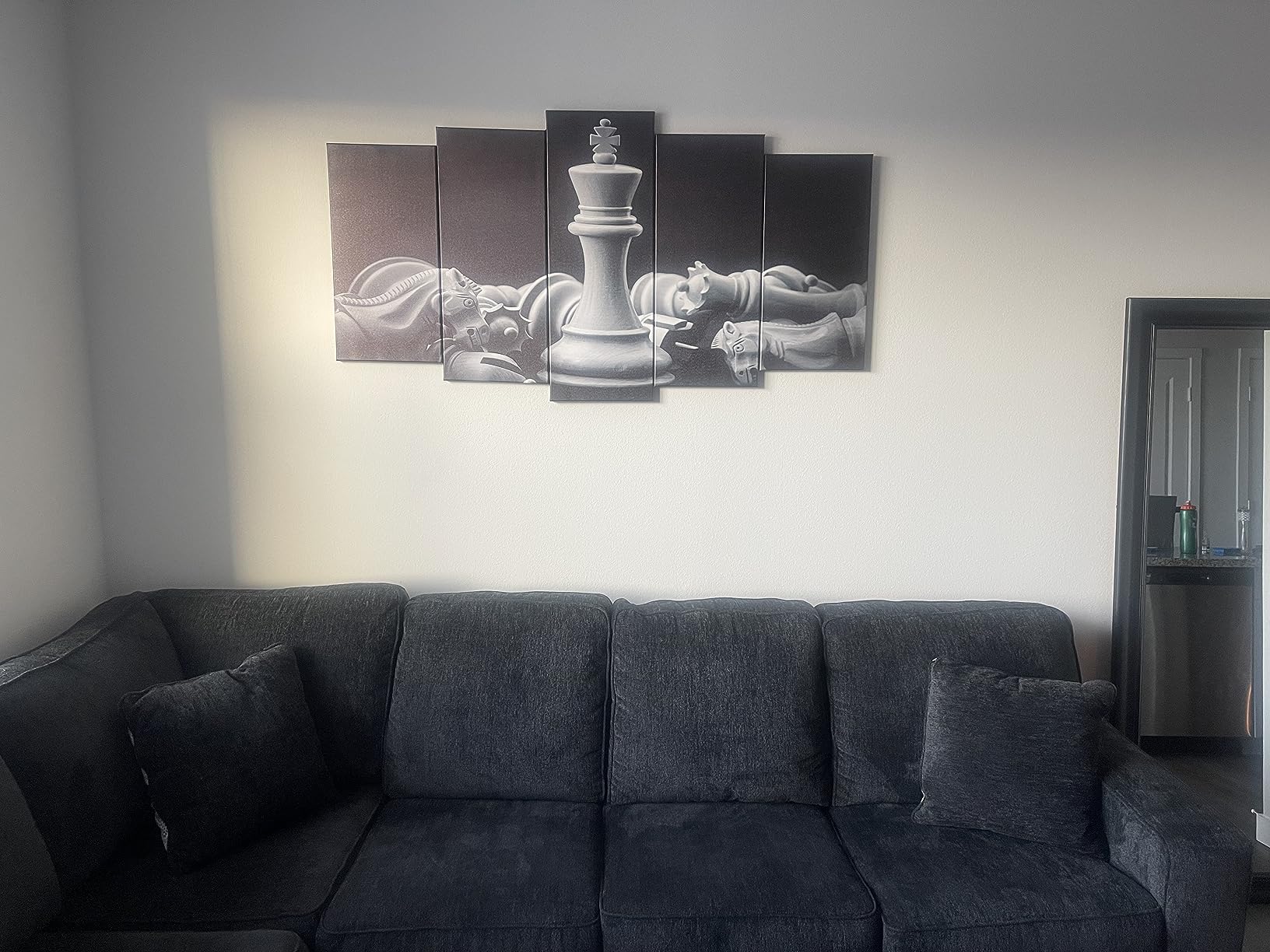 KREATIVE ARTS - Black and White King and Knight of Chess Setup on Canvas Wall Art Paintings 5 Pieces Pictures Prints Poster Art Artworks for Living Room Wall Decor (Medium Size 40x24inch) customer photo 1