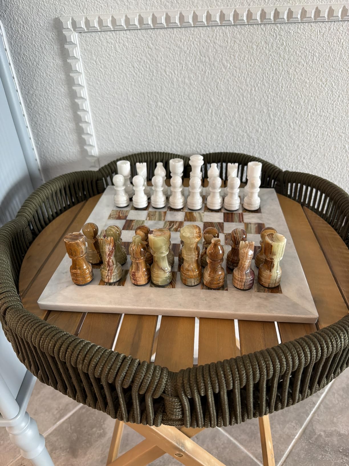 Handmade Staunton White and Green Onyx Marble Chess Board Game Set - Best Board Games for Home Decor Gifts - Suitable for Table Decor - Non Go Board Game - Non Checker Board Game customer photo 1