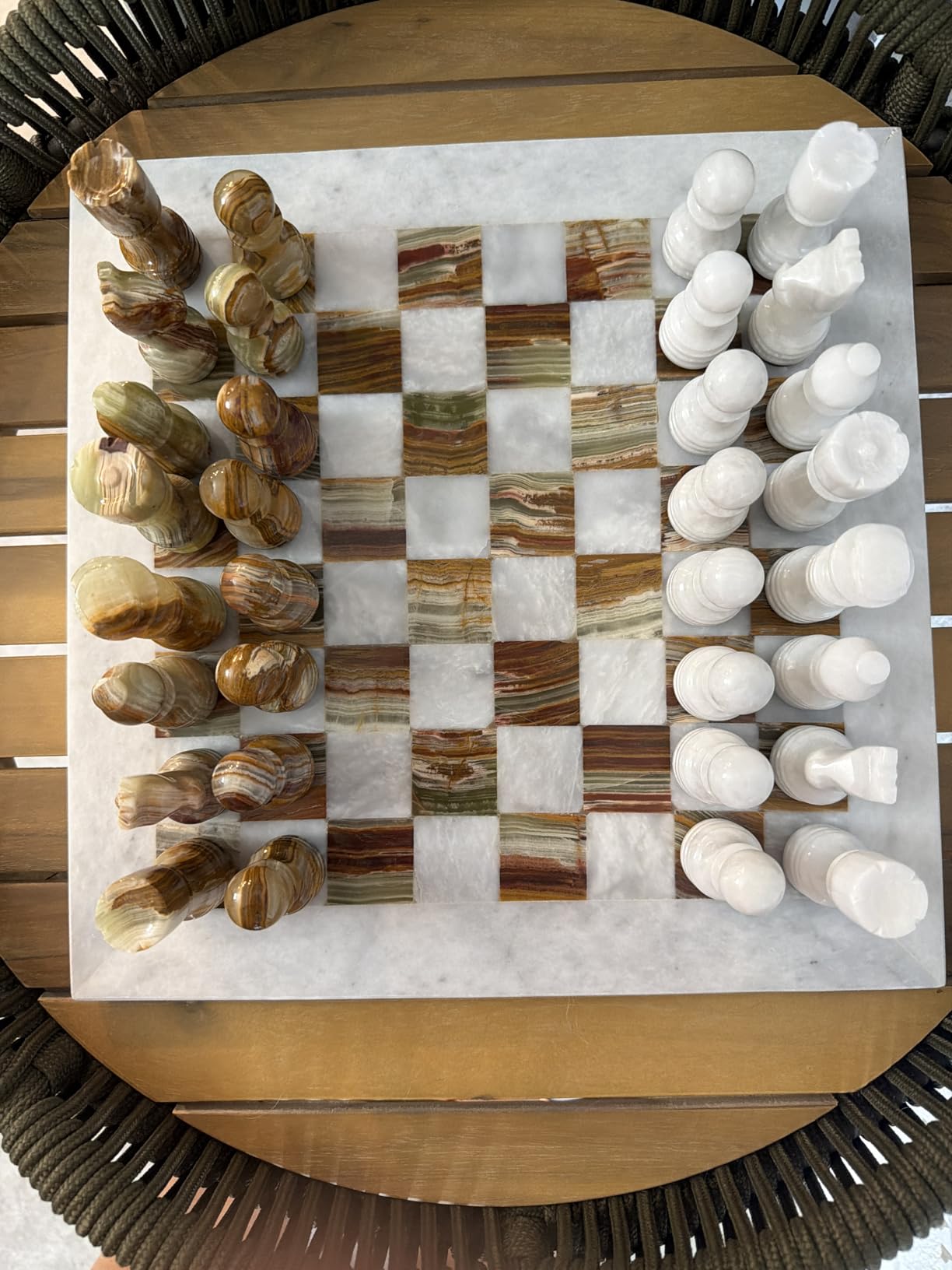 Handmade Staunton White and Green Onyx Marble Chess Board Game Set - Best Board Games for Home Decor Gifts - Suitable for Table Decor - Non Go Board Game - Non Checker Board Game customer photo 2