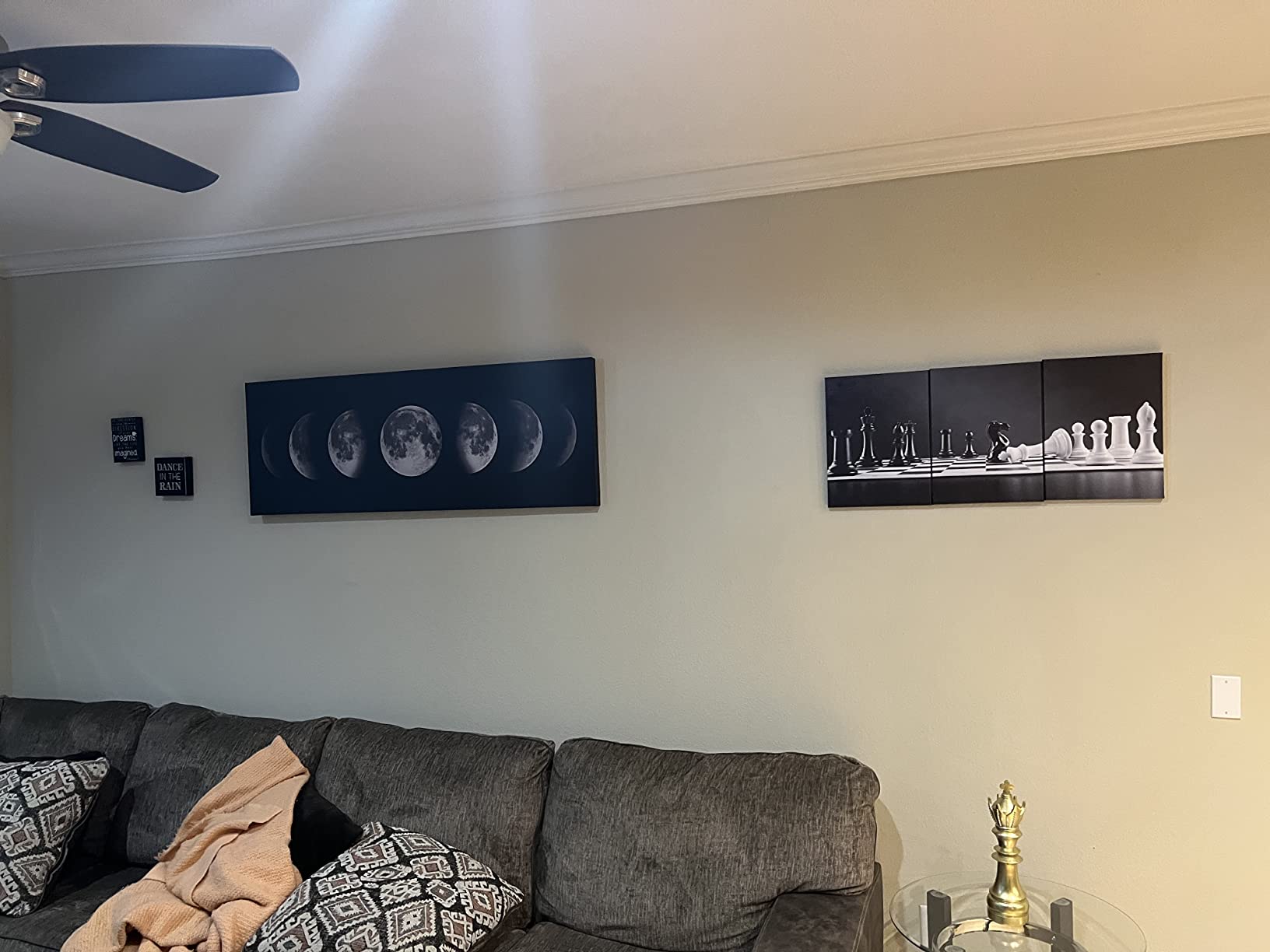 iKNOW FOTO 3 Panel Modern Black and White Chess Board Canvas Wall Art Poster Prints Checkmate Move on Chessboard Pictures Still Life Painting Framed Giclee Artwork for Office Decor 12x16inchx3pcs customer photo 1