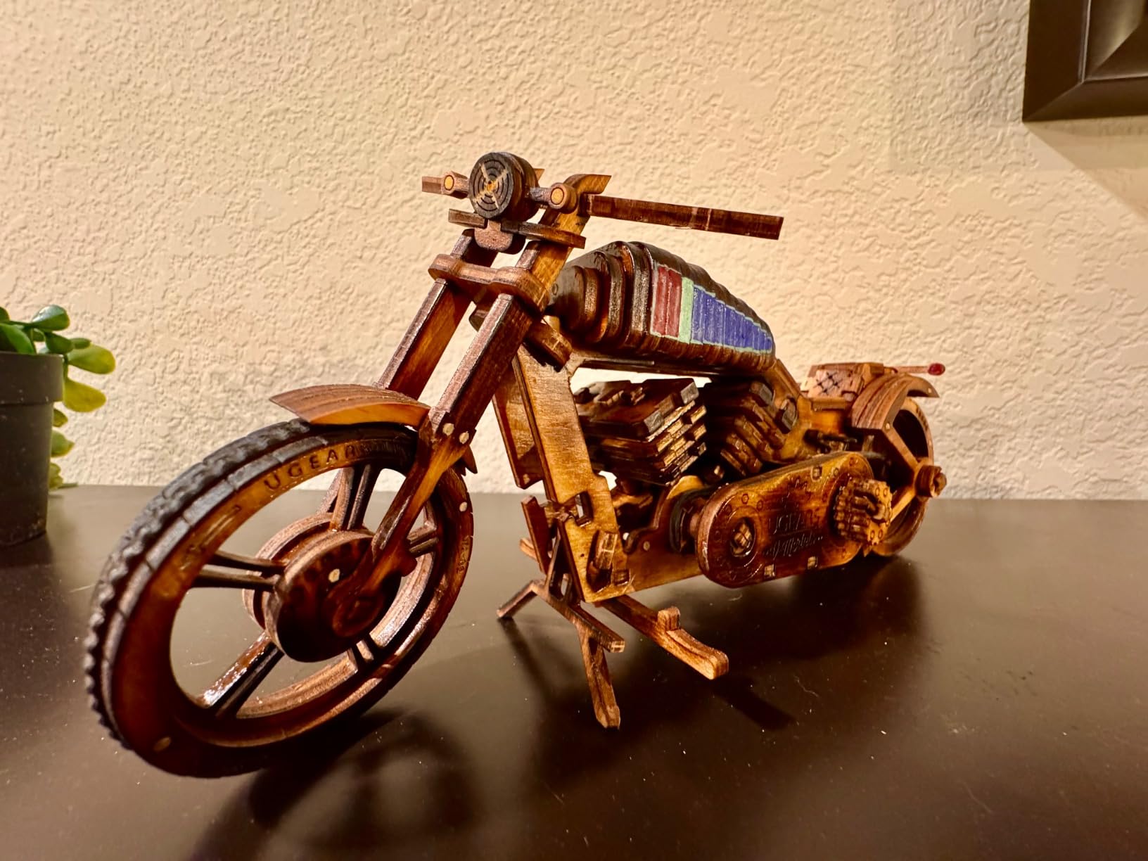 UGEARS Bike DIY Kit - Wooden Mechanical Motorcycle Project - Bike VM-02 Rubber Band Engine - for Vehicle Passionate and Bikers - Plywood Model with Wide Back Wheel - Refined Gift Idea customer photo 1