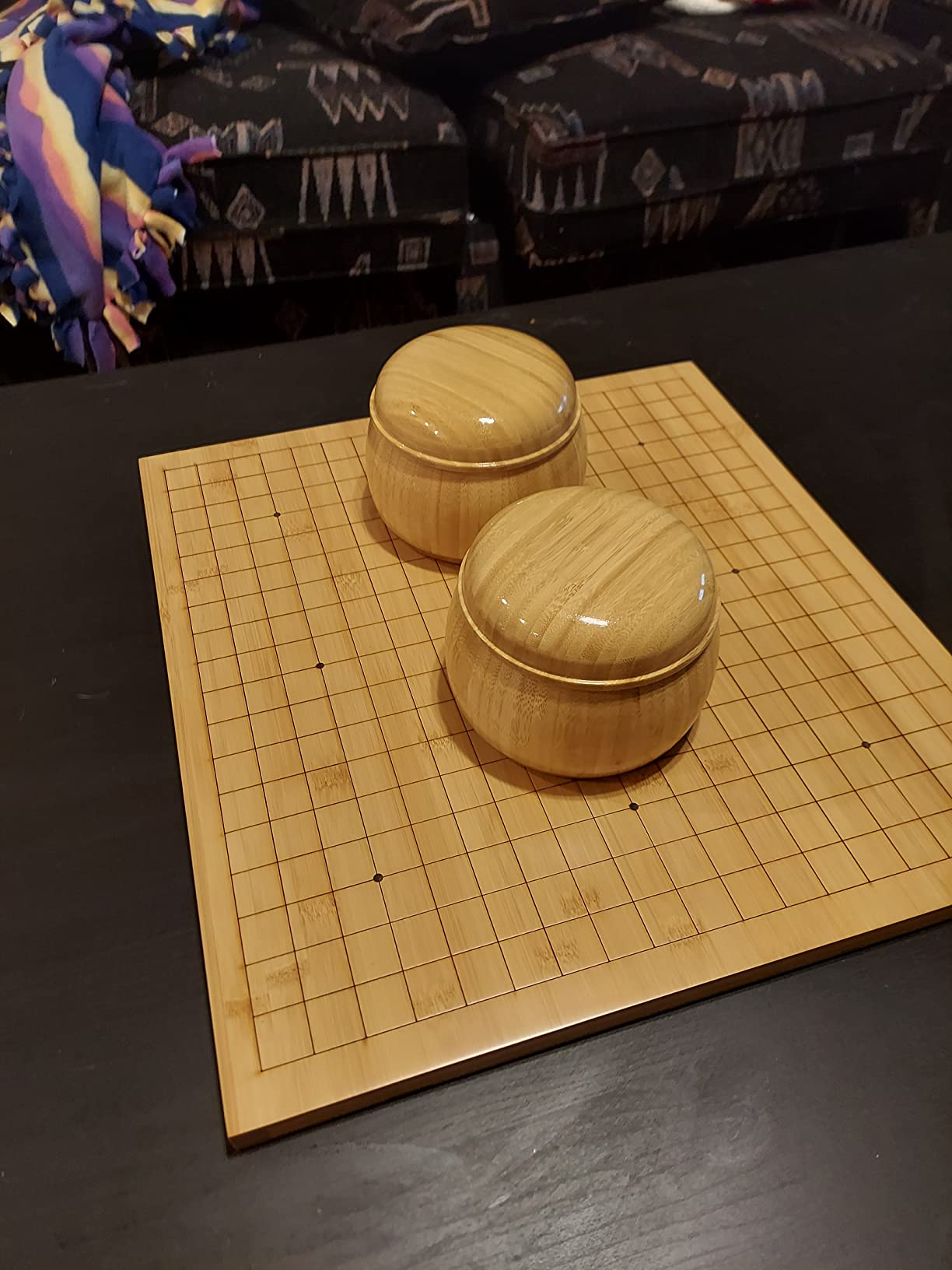 Yellow Mountain Imports Bamboo Etched Reversible 19x19 / 13x13 Go Game Set Board (0.8-Inch) with Double Convex Melamine Stones and Bamboo Bowls - Classic Strategy Board Game (Baduk/Weiqi) customer photo 2