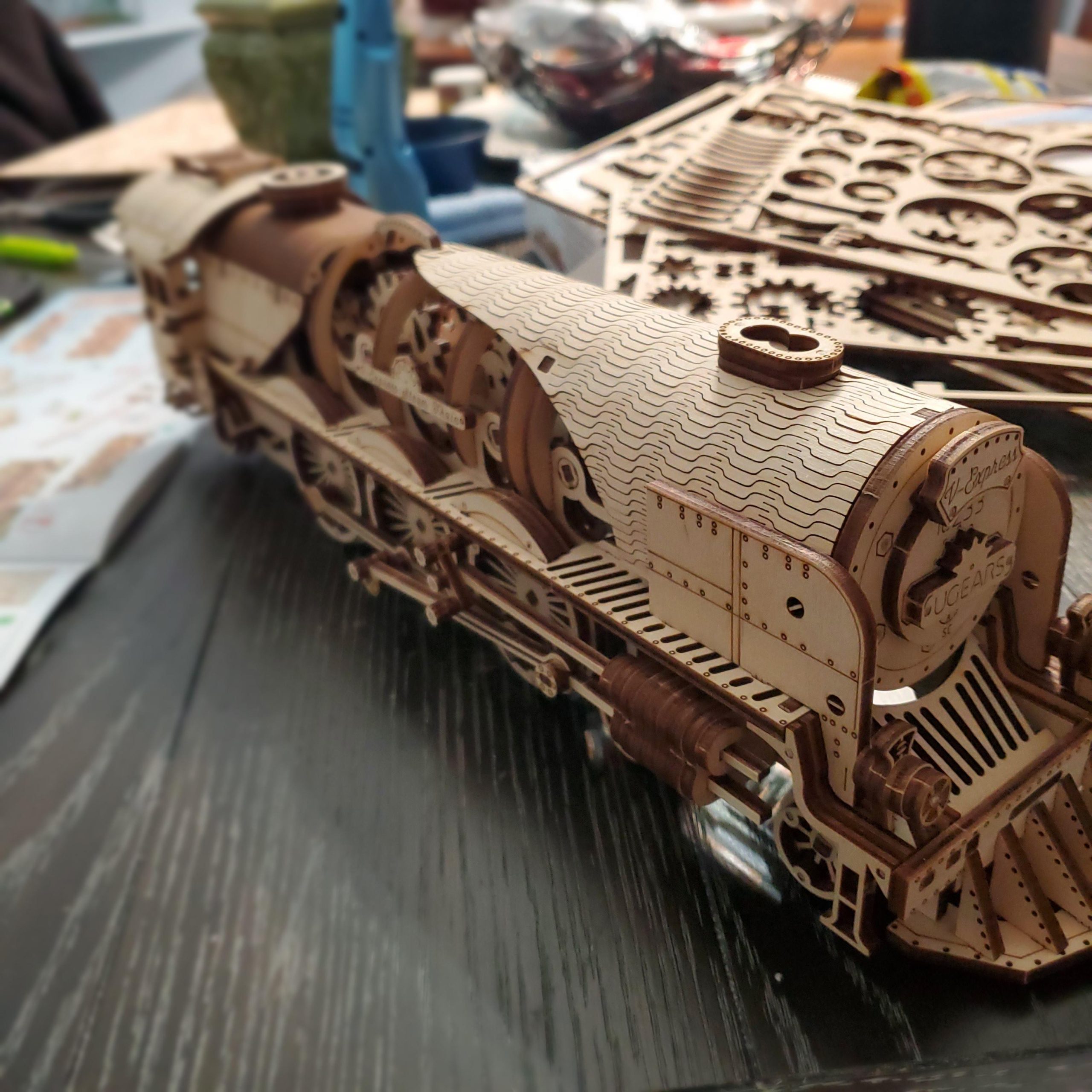 V-Express Steam Train with Tender 3D Wooden Puzzles for Adults - Wooden Model Kits for Adults Model Train Steam Engine Kit Brain Teaser, Hobby Set Home Decoration customer photo 1