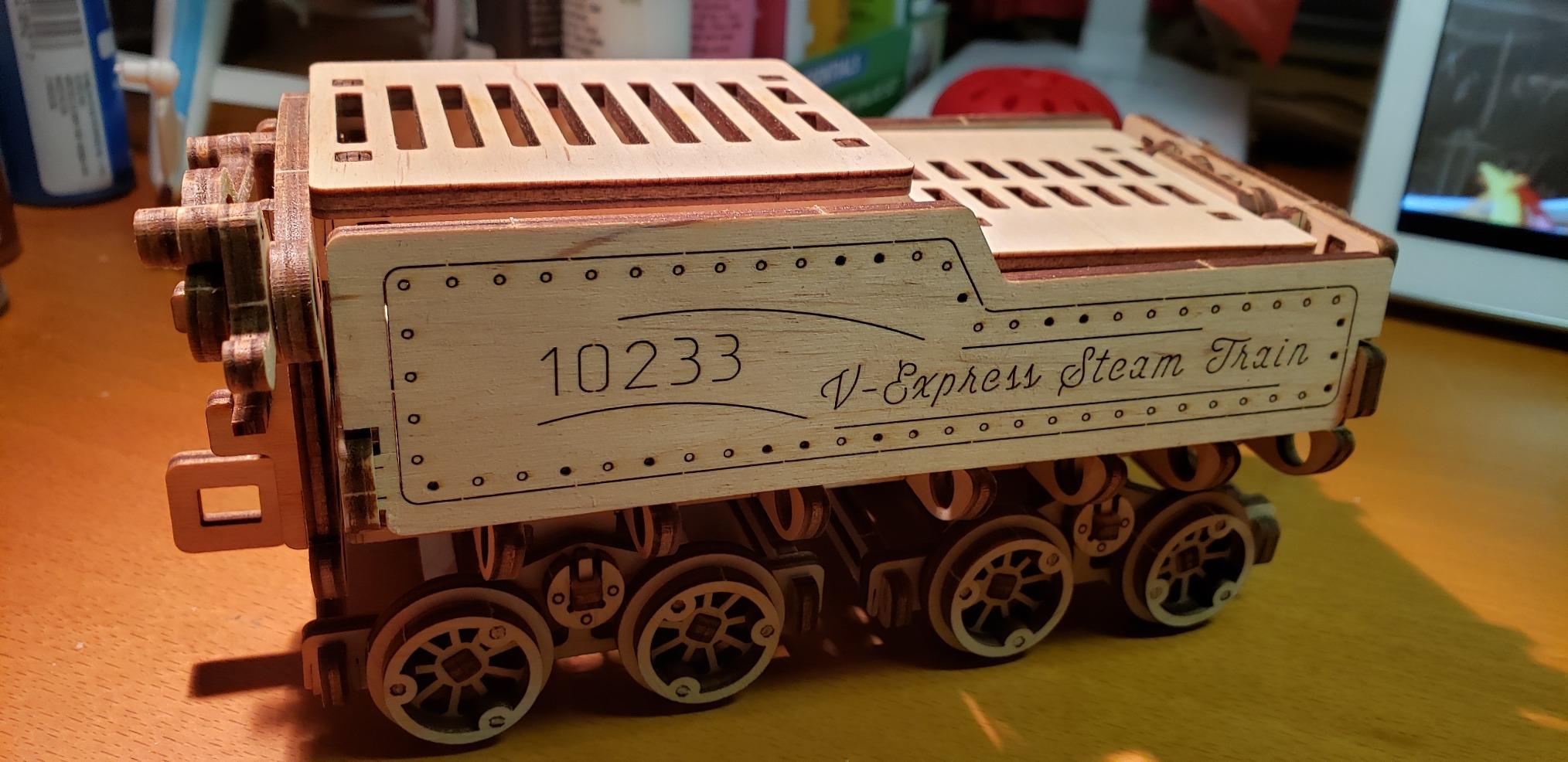 V-Express Steam Train with Tender 3D Wooden Puzzles for Adults - Wooden Model Kits for Adults Model Train Steam Engine Kit Brain Teaser, Hobby Set Home Decoration customer photo 2