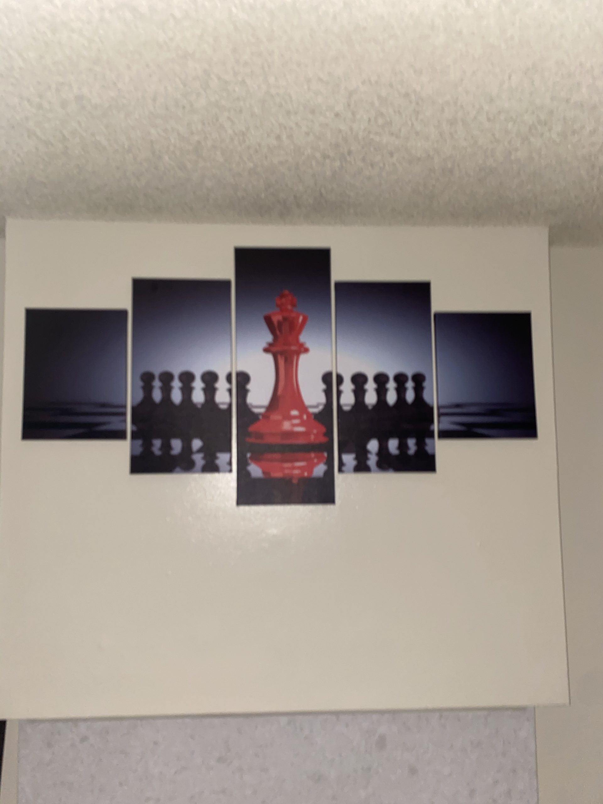 iHAPPYWALL Large 5 Pieces Modern Black And Red King And Knight Chess Pictures Print Canvas Wall Art for Home Chess Game Room Living Room Decor Ready To Hang customer photo 2