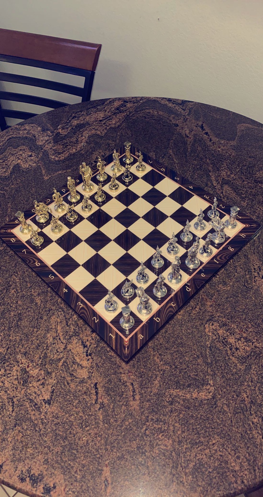 Historical Rome Figures Metal Chess Set for Adults, Handmade Pieces and Walnut Patterned Wood Chess Board King 2.8 inc customer photo 1