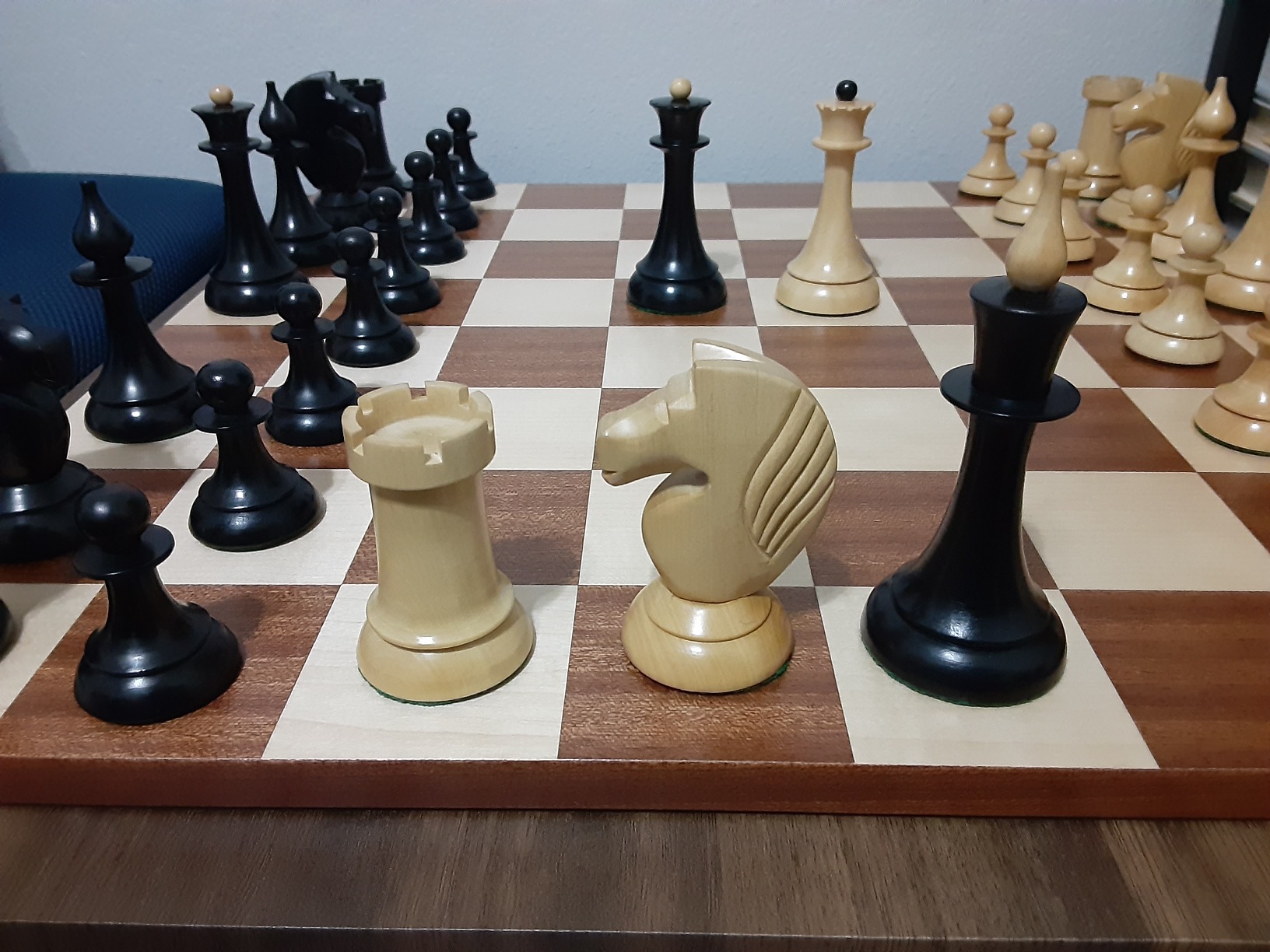 Royal Chess Mall 1950s Soviet Latvian Reproduced Chess Pieces Only Chess Set, Ebonized Boxwood Wooden Chess Set, 4-in King, Double Weighted Chess Pieces (2.5 lbs) customer photo 1