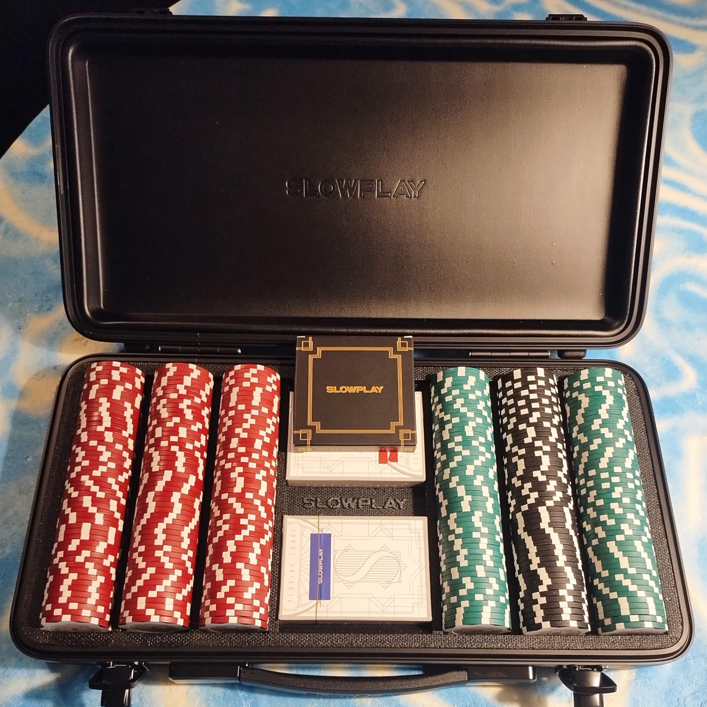 SLOWPLAY Nash 14g Clay Poker Chip Set for Texas Hold'em, 500 PCS [Blank Chips - Black Gold Edition] Features a Premium Case with Durable German Polycarbonate Shell customer photo 1