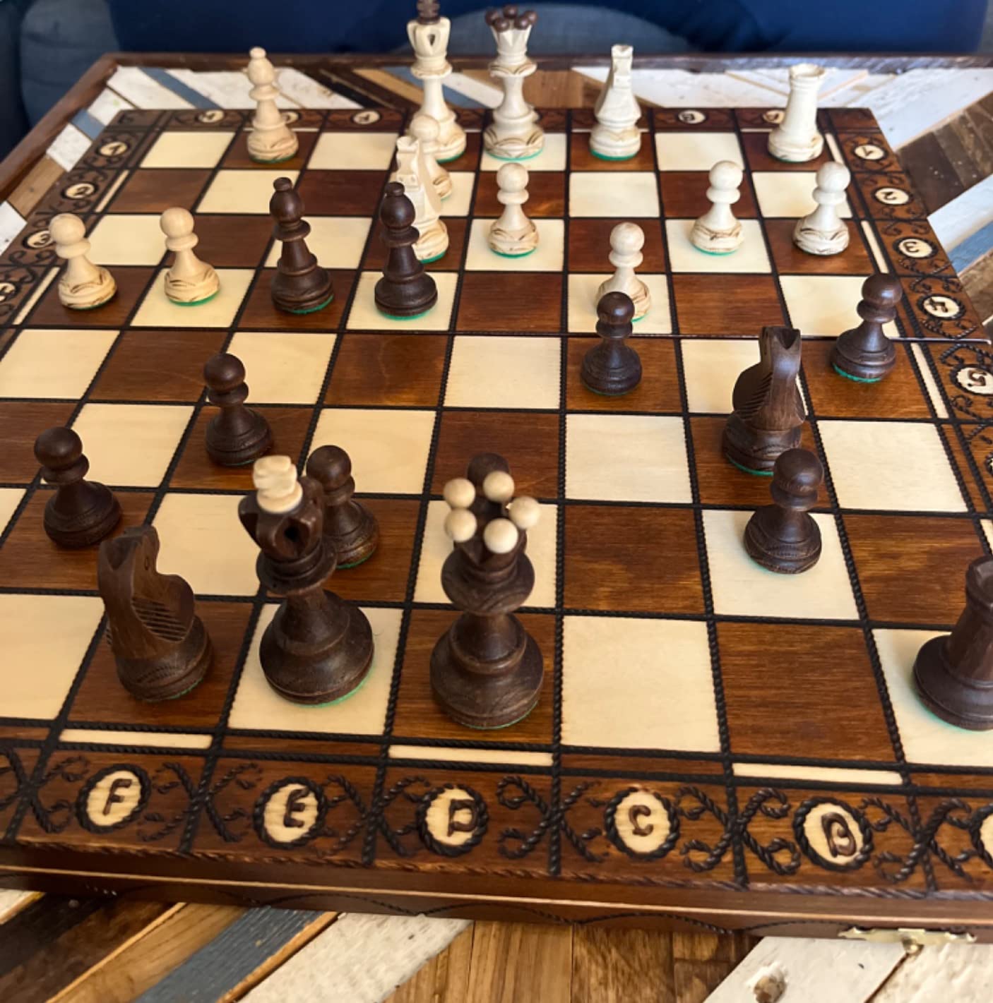 Handmade European Wooden Chess Set with 16 Inch Board and Hand Carved Chess Pieces customer photo 2