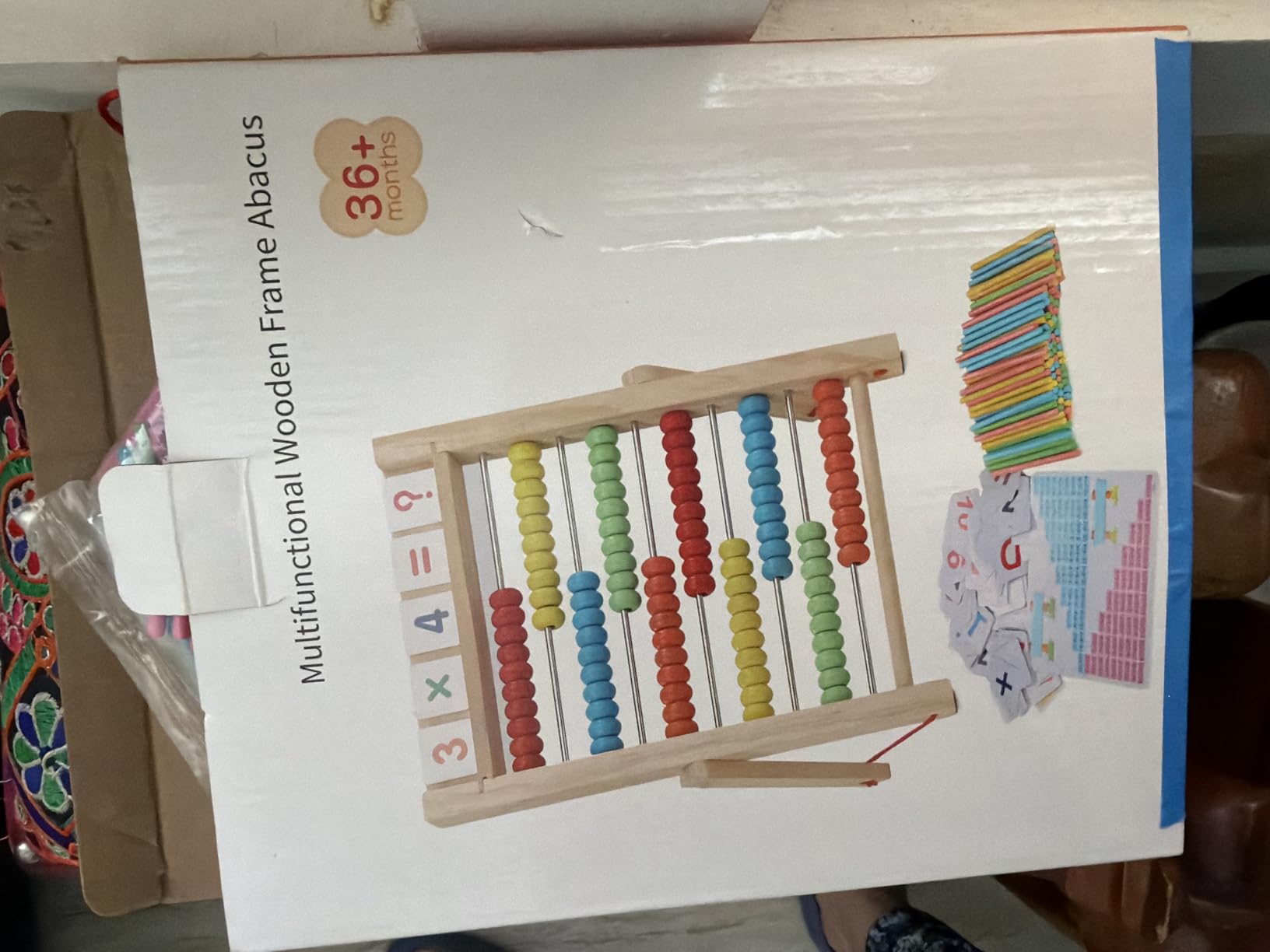 KIDWILL Preschool Math Learning Toy,10-Row Wooden Frame Abacus with Multi-Color Beads, Counting Sticks, Number Alphabet Cards, Gift for 2 3 4 5 6 Years Old Toddlers Boys Girls customer photo 1