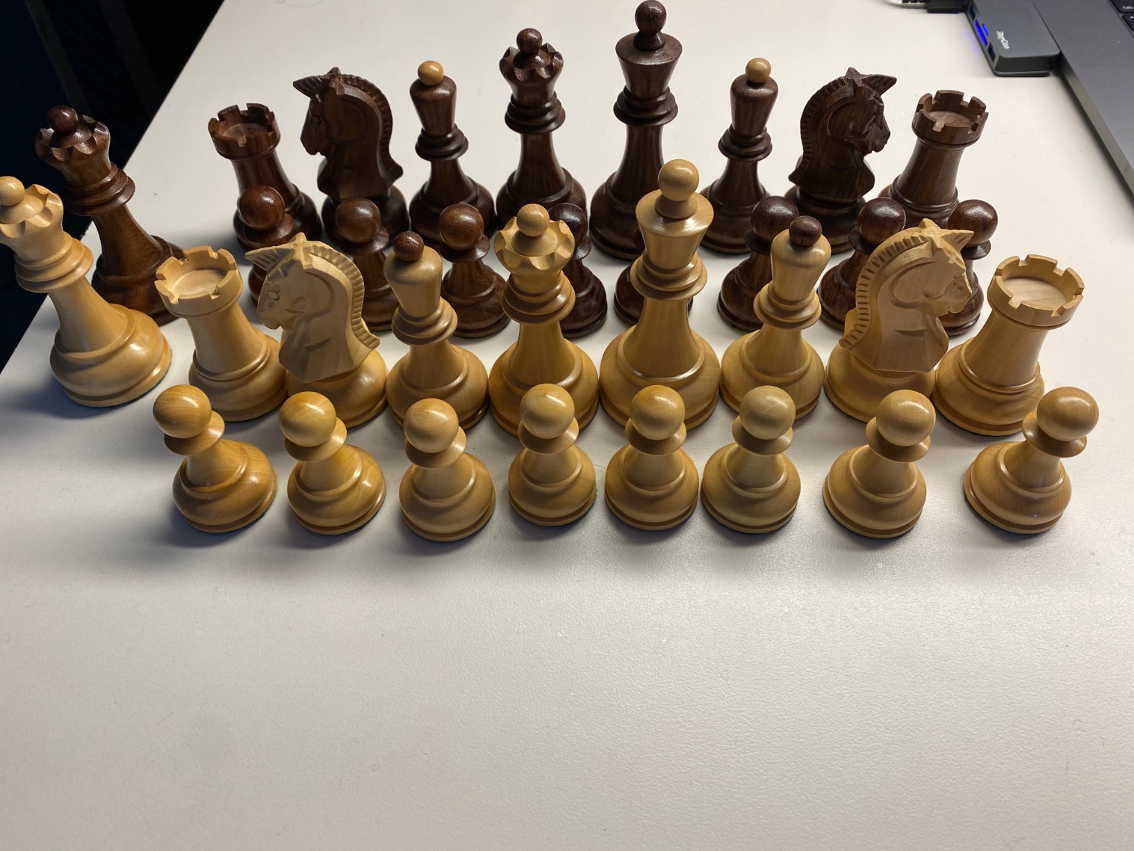 RoyalChessMall - 1970s' Dubrovnik Chess Pieces Only Set - Hand Carved Lacquered Boxwood - 3.8