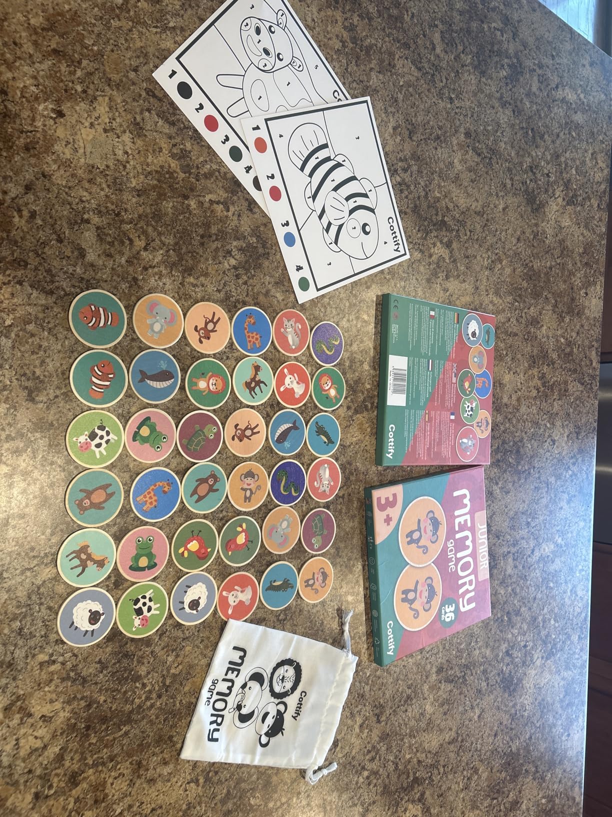 Montessori-Inspired Wooden Matching Game for Toddlers 2-4 Years - Durable Scratch-Resistant 36 Card Set Includes Carry Bag customer photo 2