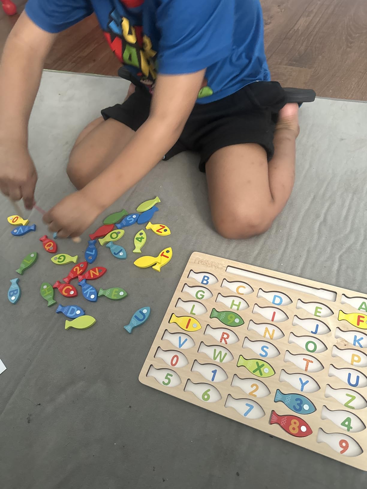 Magnetic Wooden Fishing Game Toy for Toddlers, Alphabet Fish Catching Counting Games Puzzle with Numbers and Letters, Preschool Learning ABC Math Educational Toys 3 4 5 Years Old customer photo 2