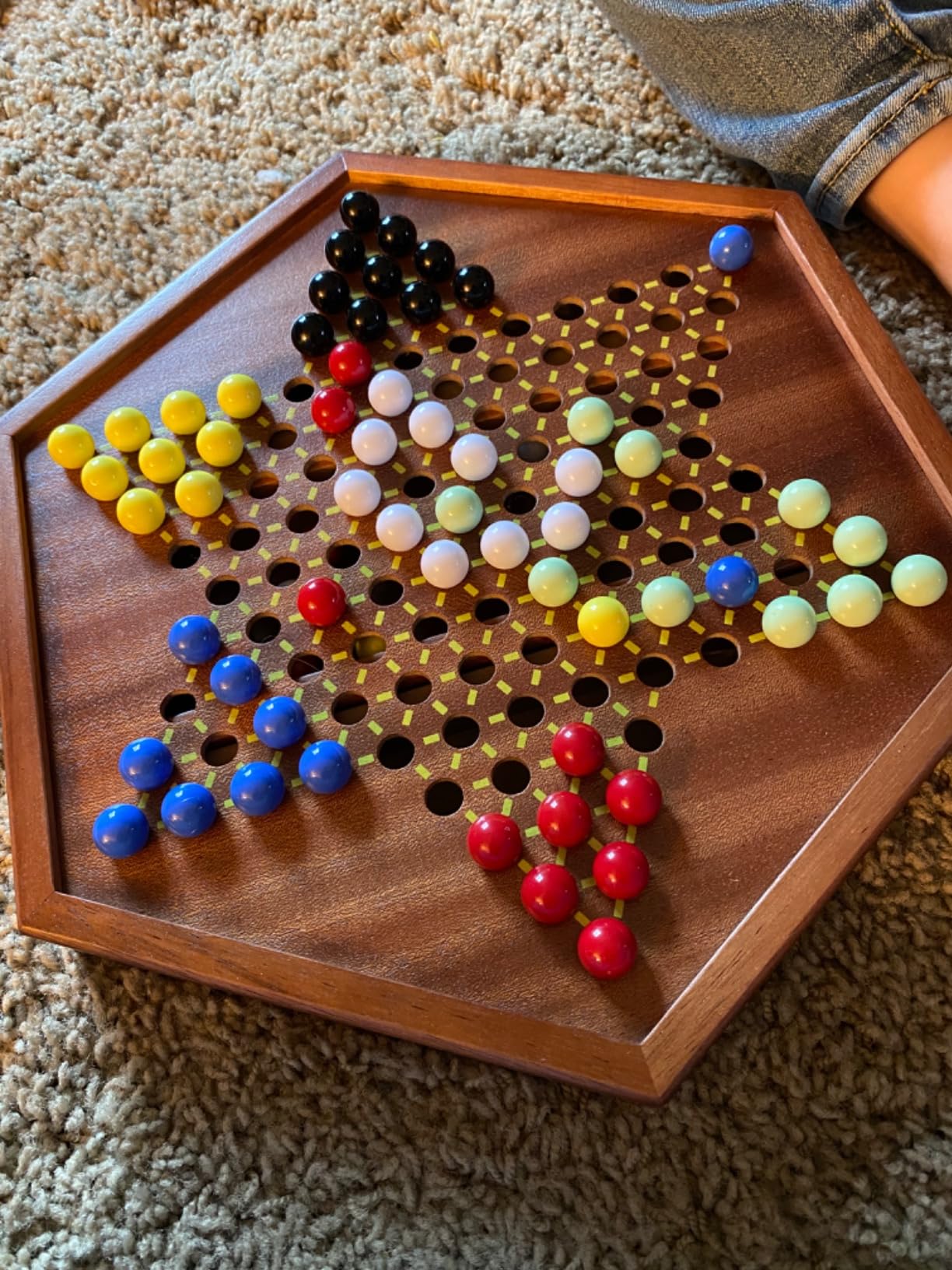 AMEROUS 12.5 inches Wooden Chinese Checkers Set with Storage Drawer - 60 Acrylic Marbles in 6 Colors - 12 Bonus Spare Marbles, Classic Strategy Family Board Game for Kids and Adults customer photo 1