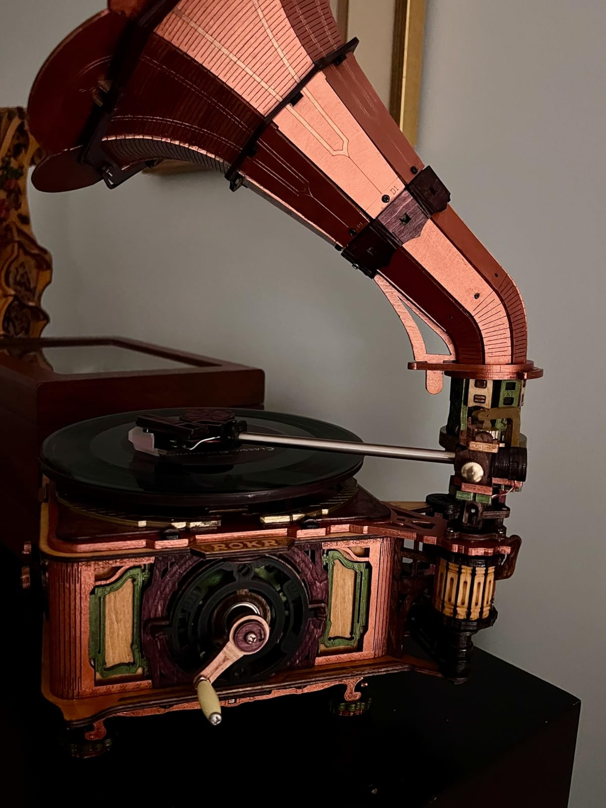 3D Wooden Puzzles Gramophone for Adults - DIY Mechanical Model Kit 1:1 Replica Record Player Support 7/10 Vinyl Building Gift Hobbies for Adults Home Decor customer photo 2