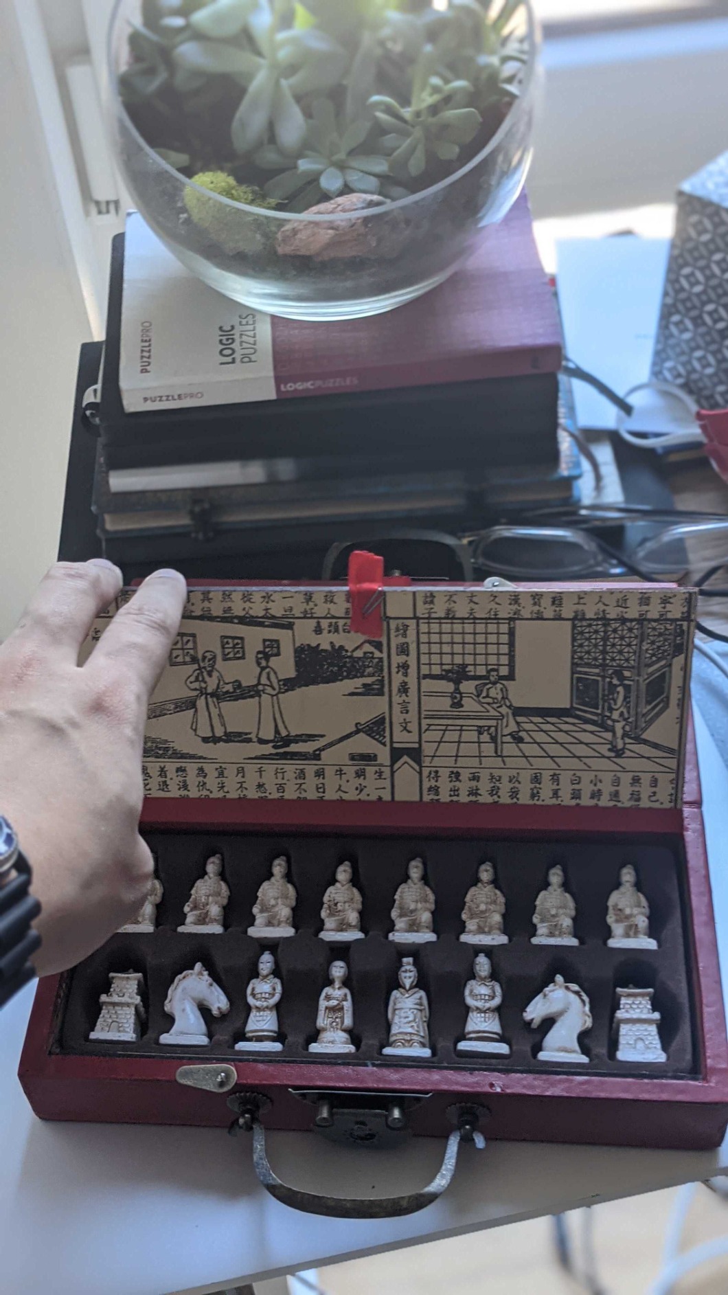 Vintage Chinese Terracotta Warrior 32 Chess Set Wood Table Chess Games Gift customer photo 2