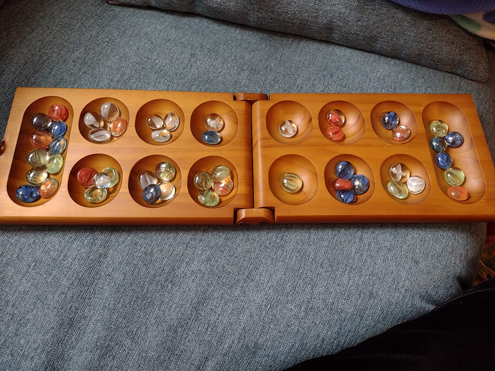 GSE Games & Sports Expert 4-Player Mancala Board Game with Multi-Color Glass Stones, Folding Wooden 4-Way Mancala Family Travel Strategy Games Set for Kids & Adults (Mahogany) customer photo 2