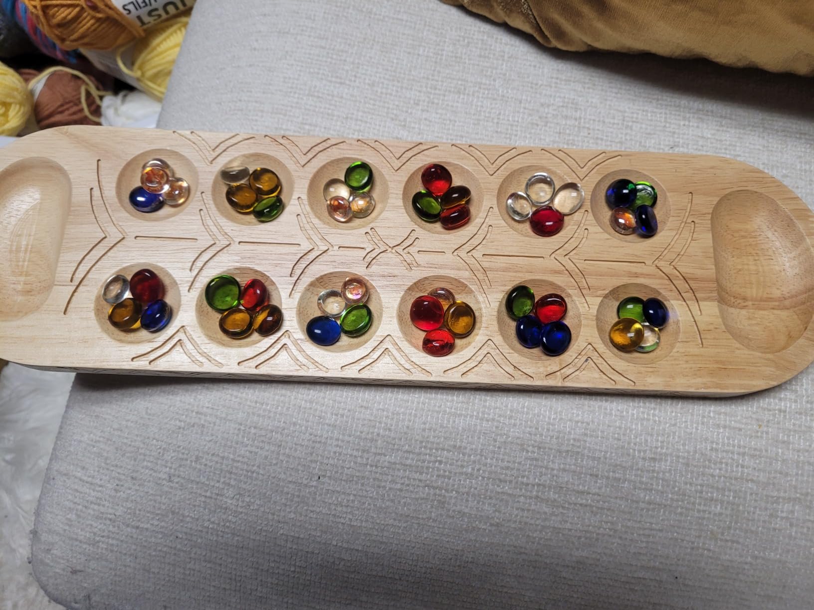 Classic Mancala Game - Features A Full-Sized, Solid Wooden Board with Exquisite Detail Stones by Pressman For 2 Players customer photo 1
