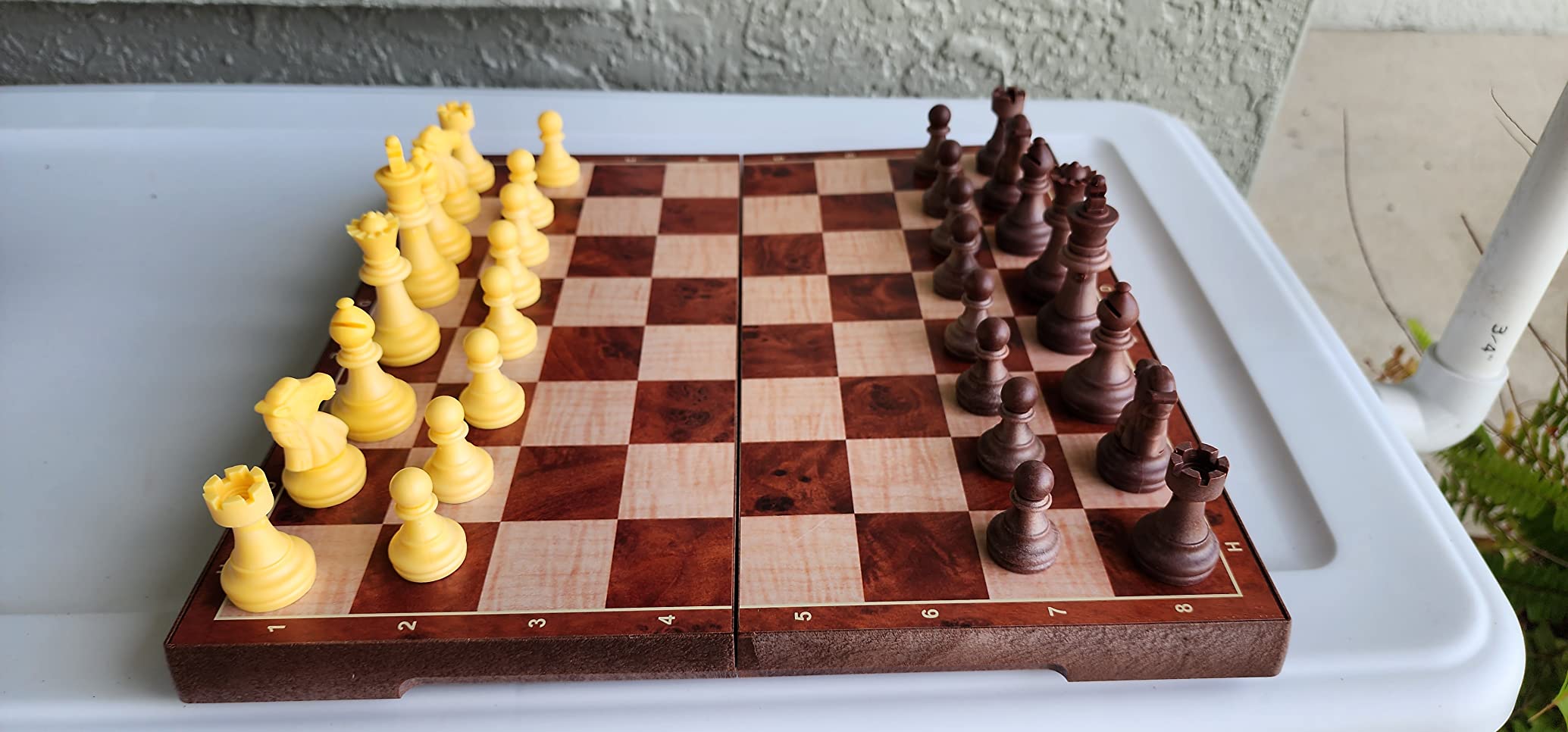 WEofferwhatYOUwant Magnetic Chess Set 3 in 1 Travel Board Game with Checkers and Backgammon 10 Inch Folding Chess Board Portable Strategy Game for Kids and Adults with Strong Magnetic Pieces customer photo 2