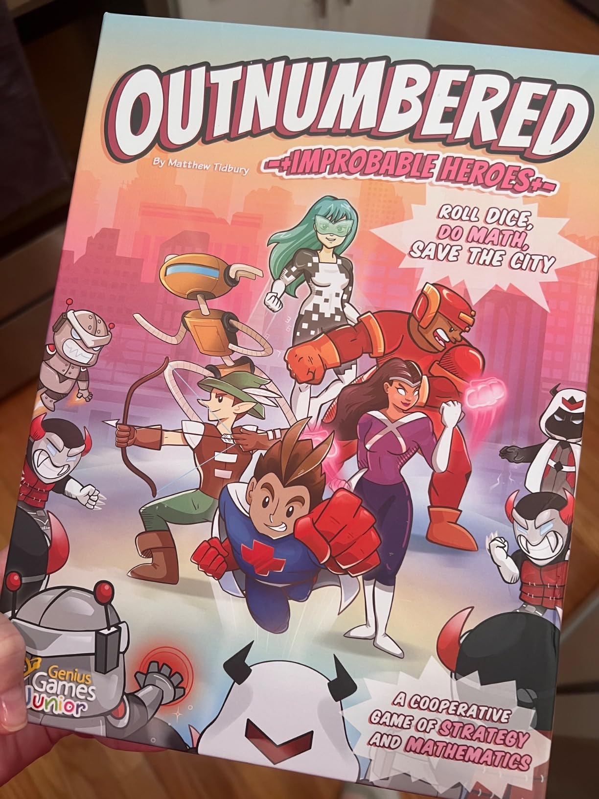 Outnumbered: Improbable Heroes Board Game - A Mensa Award Winning Superhero Math Game customer photo 2