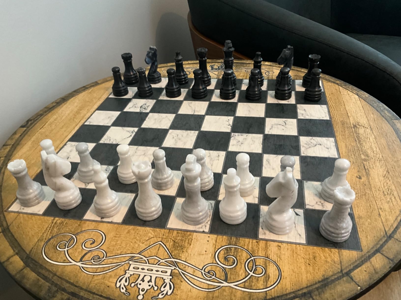 Chess Board Table Game Board Rustic Living Room Decor end Table Small Side Table customer photo 2