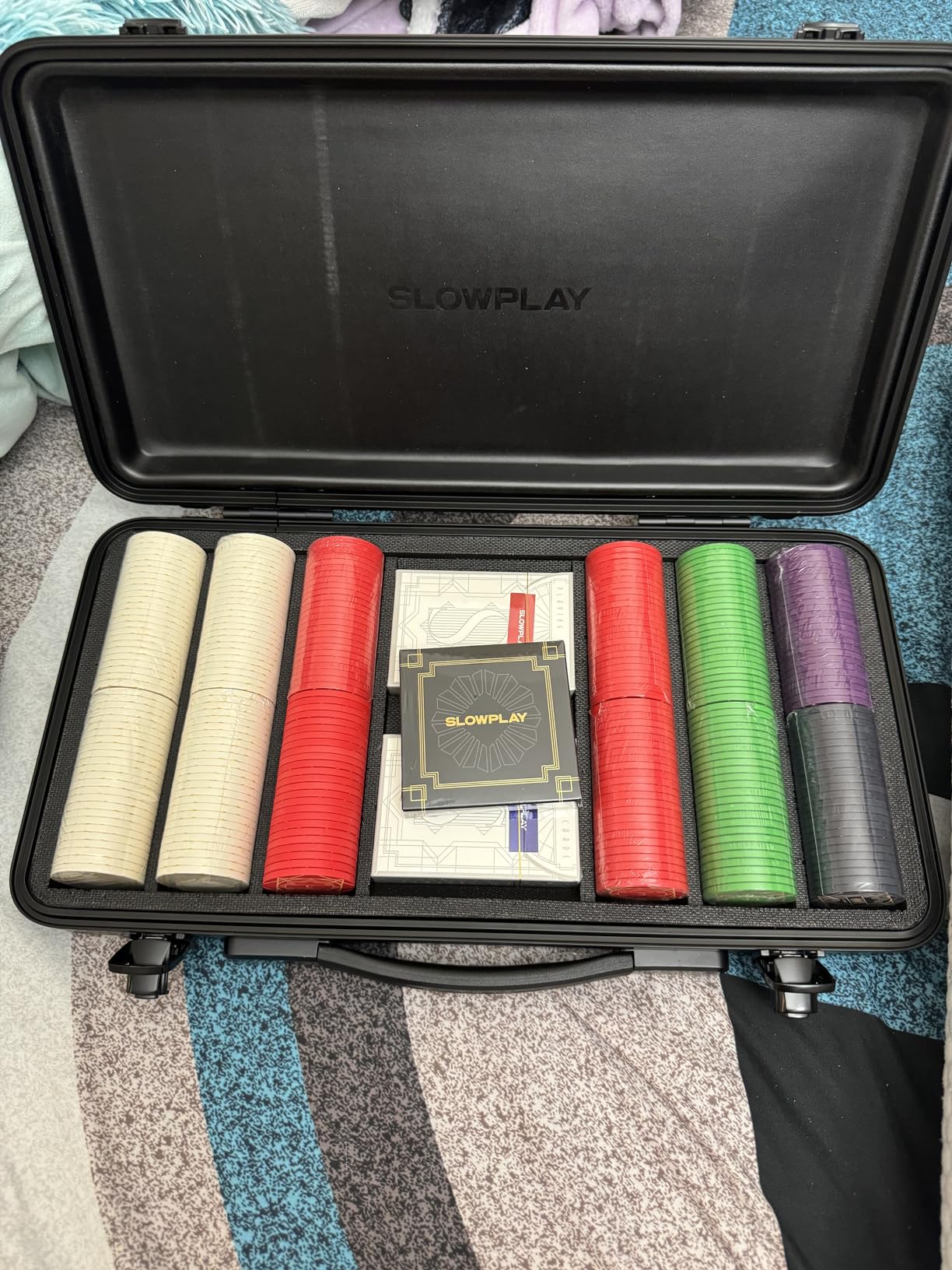 SLOWPLAY Nash Ceramic Poker Chips Set for Texas Hold'em, 500 PCS [with Numbered Values], 39mm & 10g Each | Features a High-end Chip case with Extra Durable German Polycarbonate Shell customer photo 2