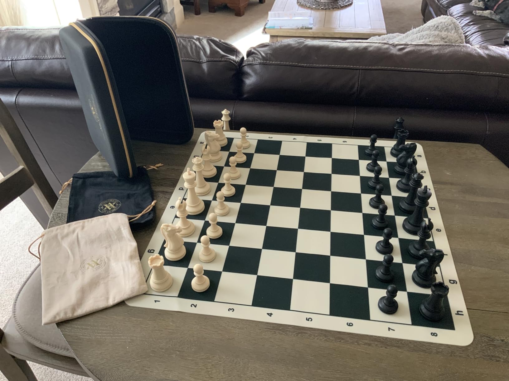 A&A Tournament Chess Set - 20x20 Foldable Silicone Chess Board, 3.75 King Quadruple Weighted Staunton Pieces, Storage Bag customer photo 1