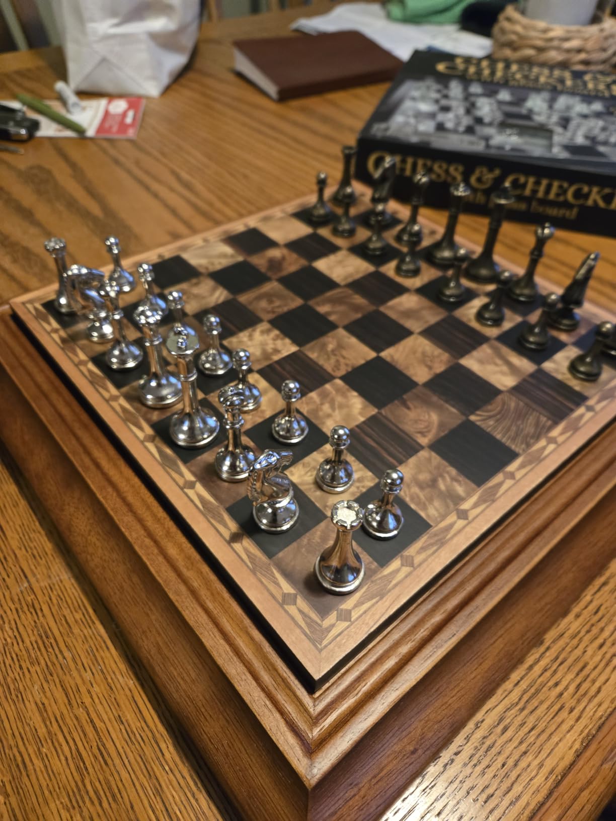 AMEROUS 14 inches Wooden Chess Set with Metal Chess Pieces / 2.5'' King/Storage for Chessmen/Gift Package/Instructions/Classic Board Game customer photo 1