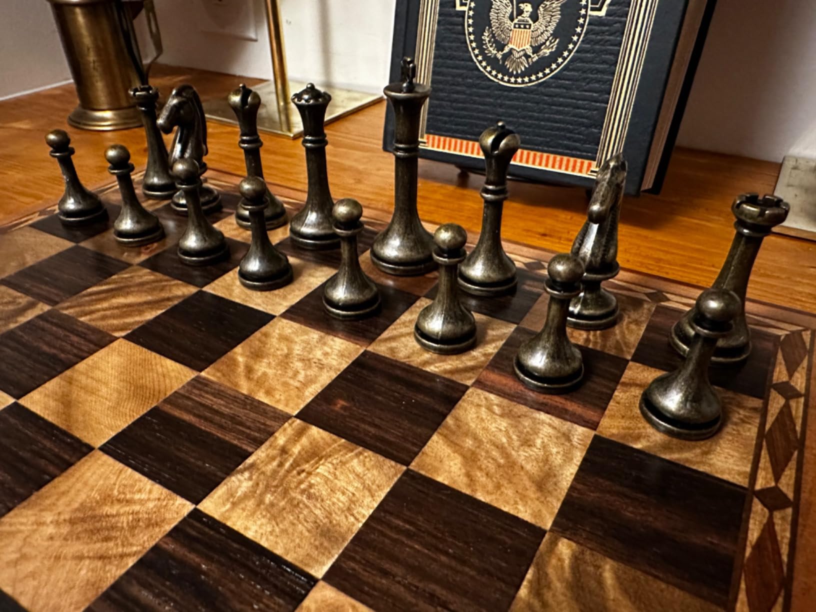 AMEROUS 14 inches Wooden Chess Set with Metal Chess Pieces / 2.5'' King/Storage for Chessmen/Gift Package/Instructions/Classic Board Game customer photo 2